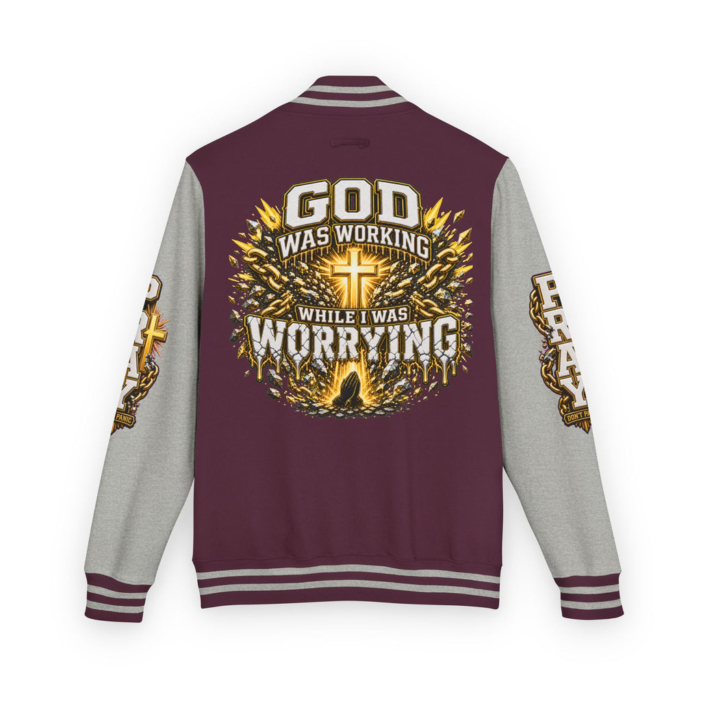 Walk By Faith Unisex Letterman ✝️ — God Was Working While I Was Worrying