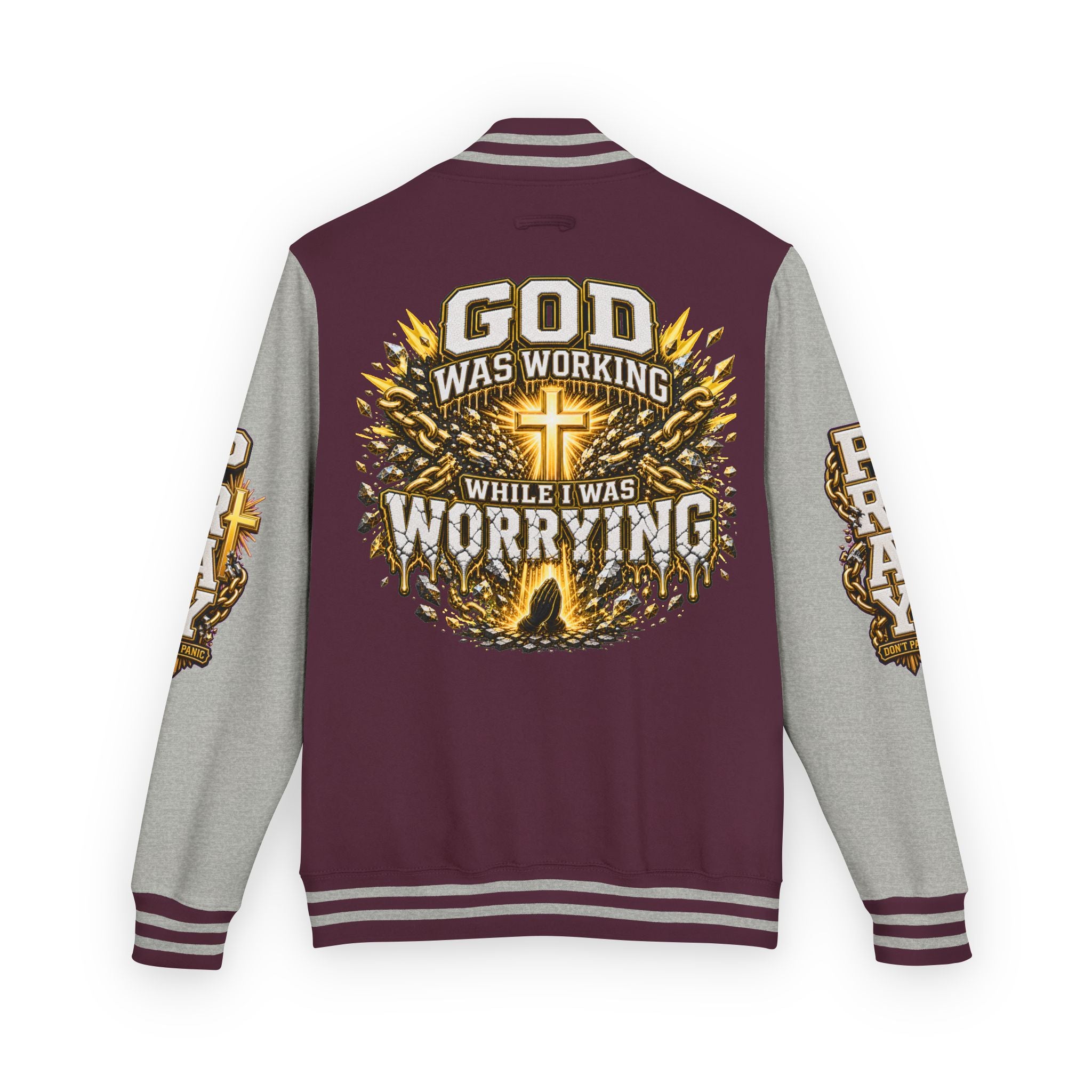 Walk By Faith Unisex Letterman ✝️ — God Was Working While I Was Worrying