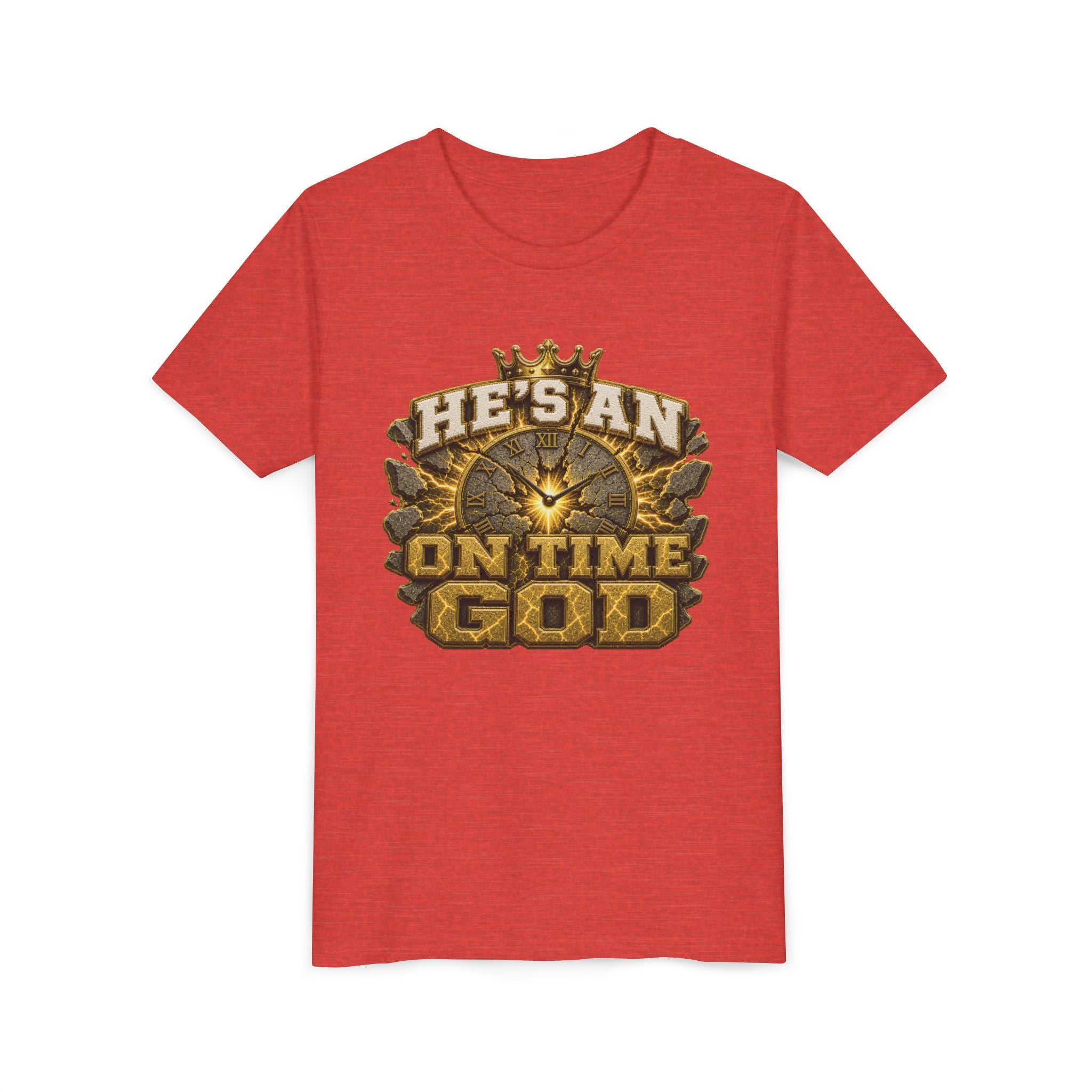Walk By Faith ✝️ — He's An On Time God | Unisex Youth Tee