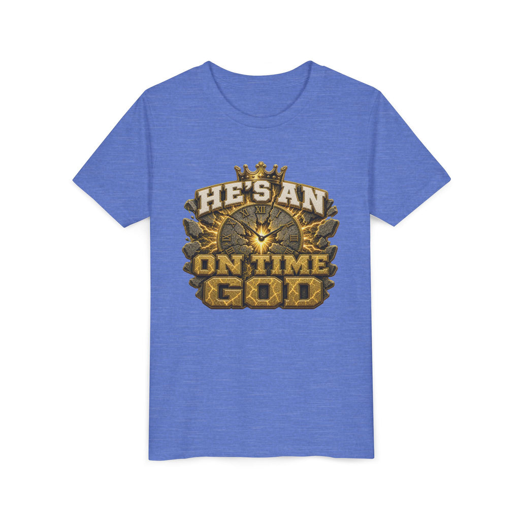 Walk By Faith ✝️ — He's An On Time God | Unisex Youth Tee
