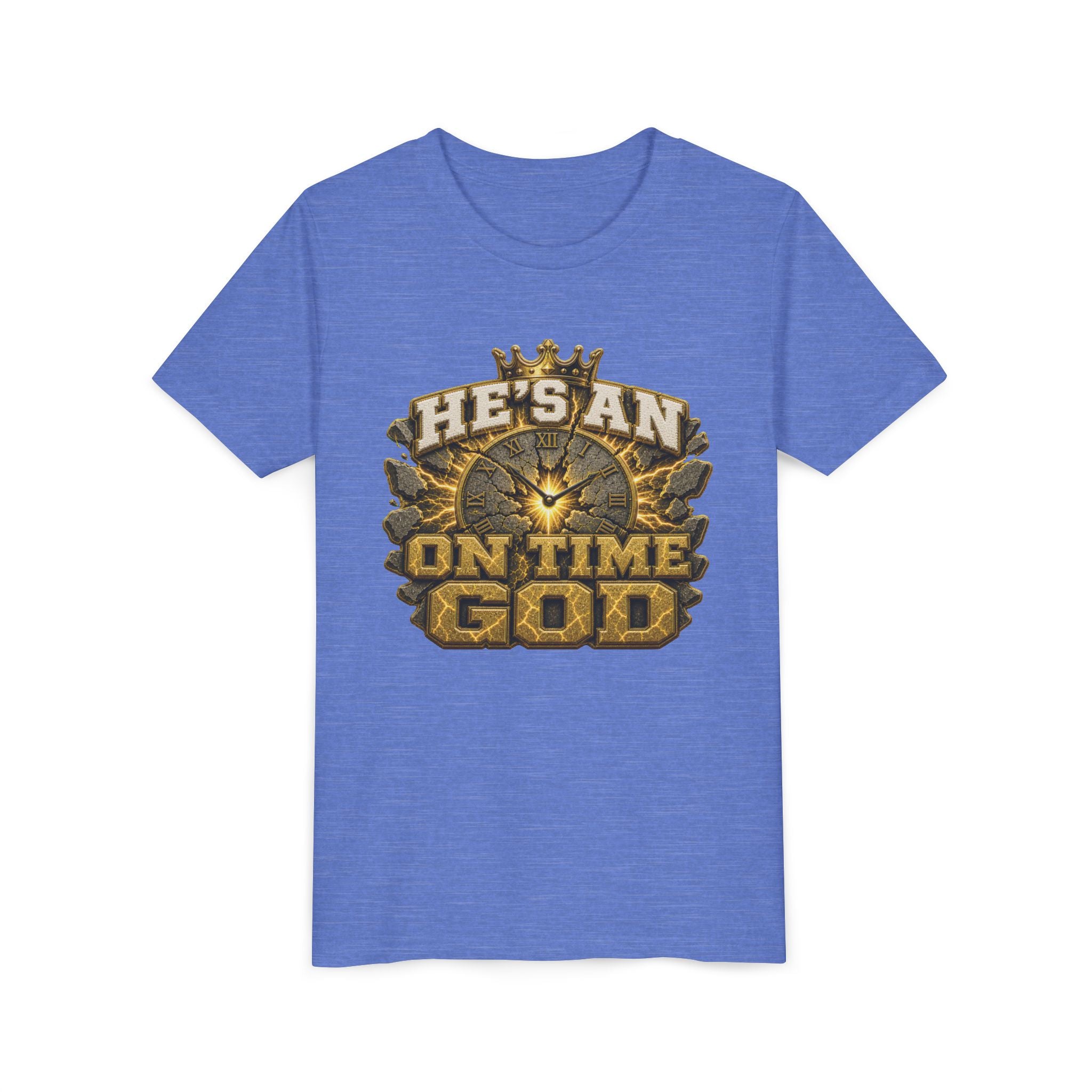 Walk By Faith ✝️ — He's An On Time God | Unisex Youth Tee