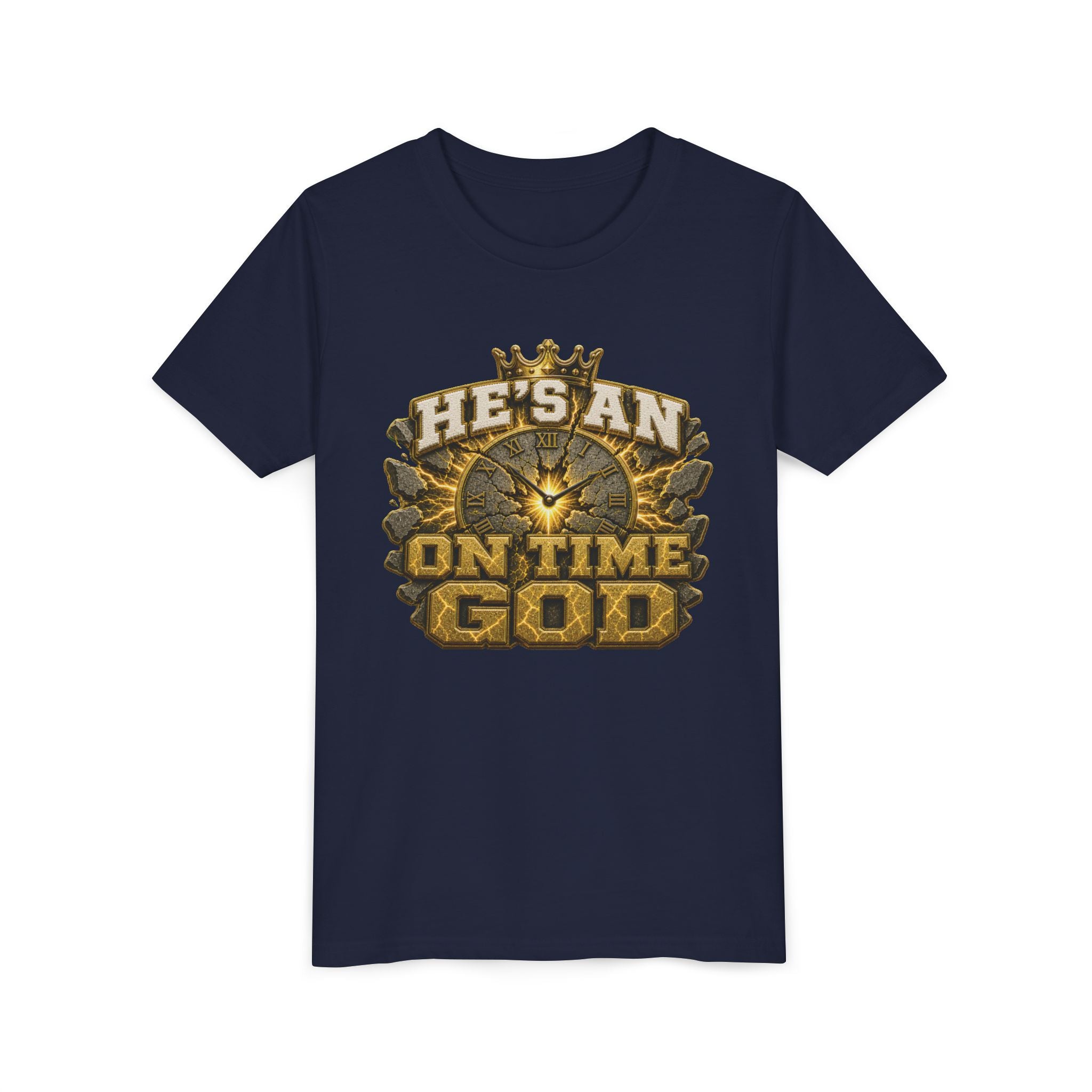 Walk By Faith ✝️ — He's An On Time God | Unisex Youth Tee
