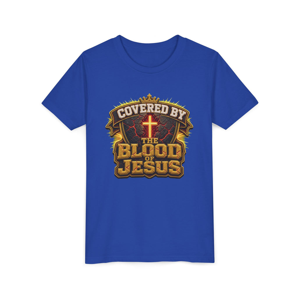 Walk By Faith ✝️ — Covered By The Blood Of Jesus | Unisex Youth Tee