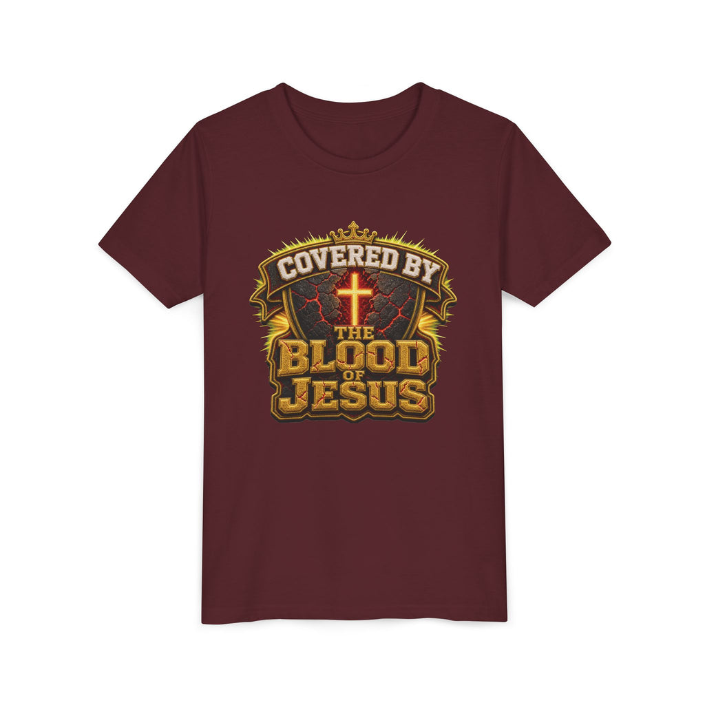 Walk By Faith ✝️ — Covered By The Blood Of Jesus | Unisex Youth Tee