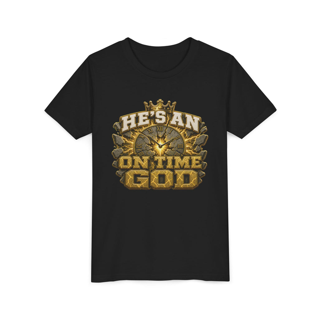 Walk By Faith ✝️ — He's An On Time God | Unisex Youth Tee