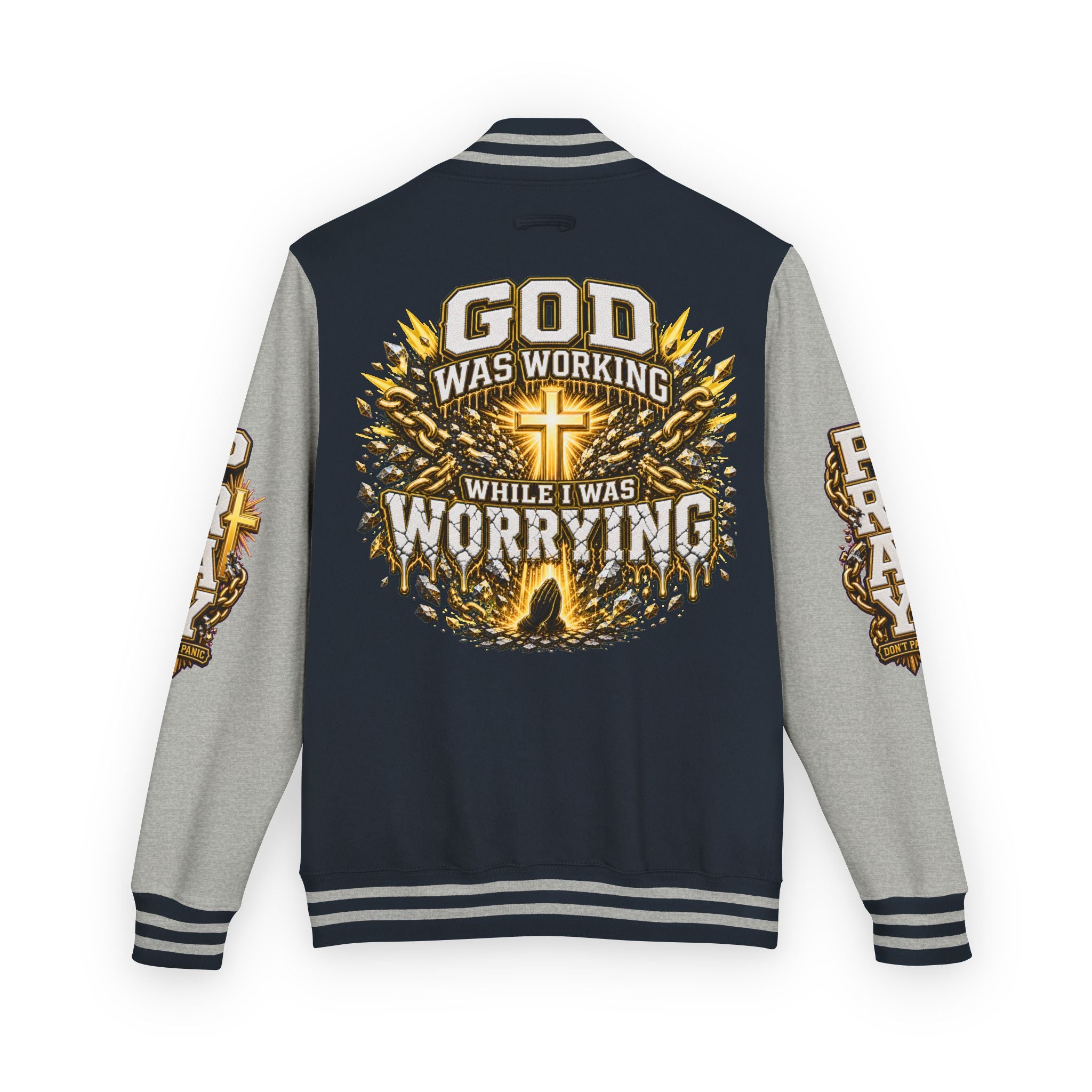Walk By Faith Unisex Letterman ✝️ — God Was Working While I Was Worrying