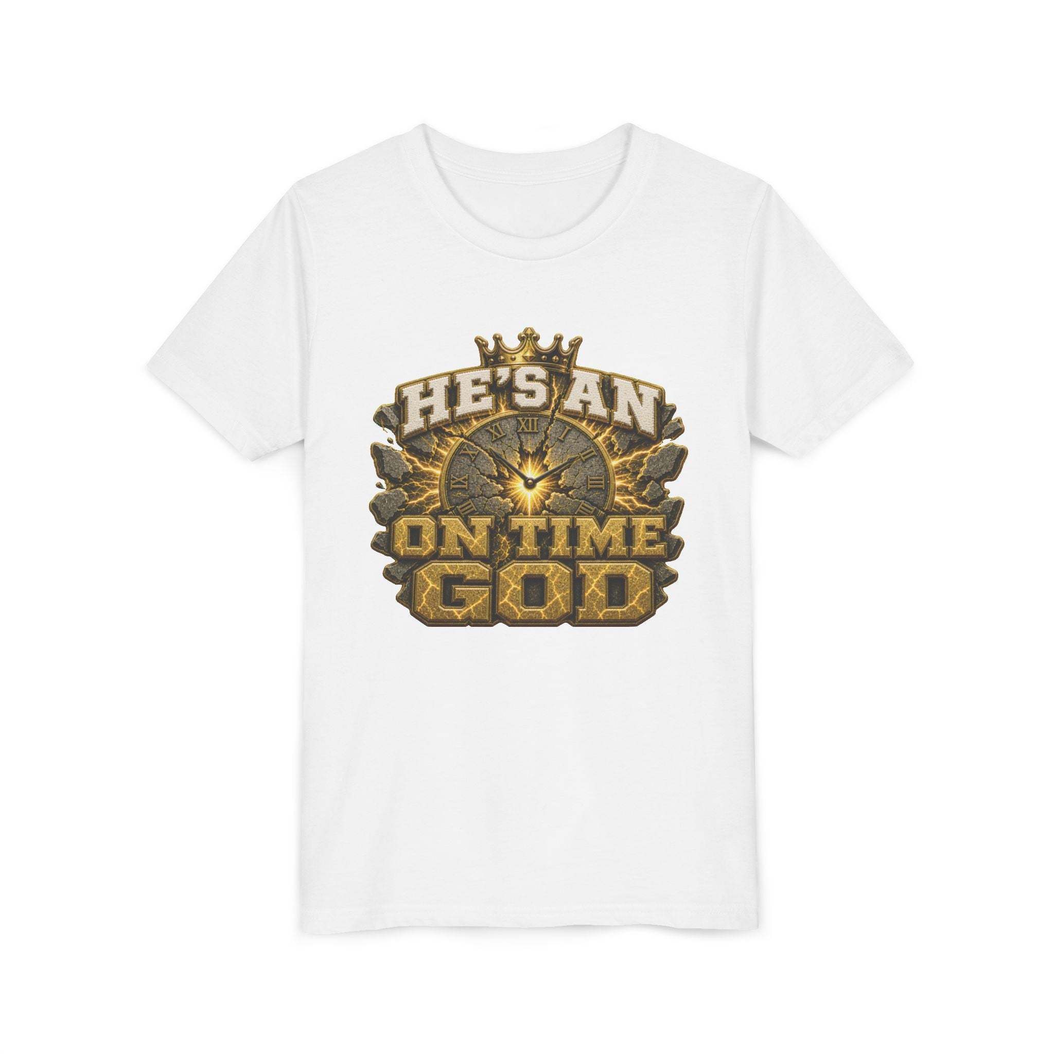 Walk By Faith ✝️ — He's An On Time God | Unisex Youth Tee