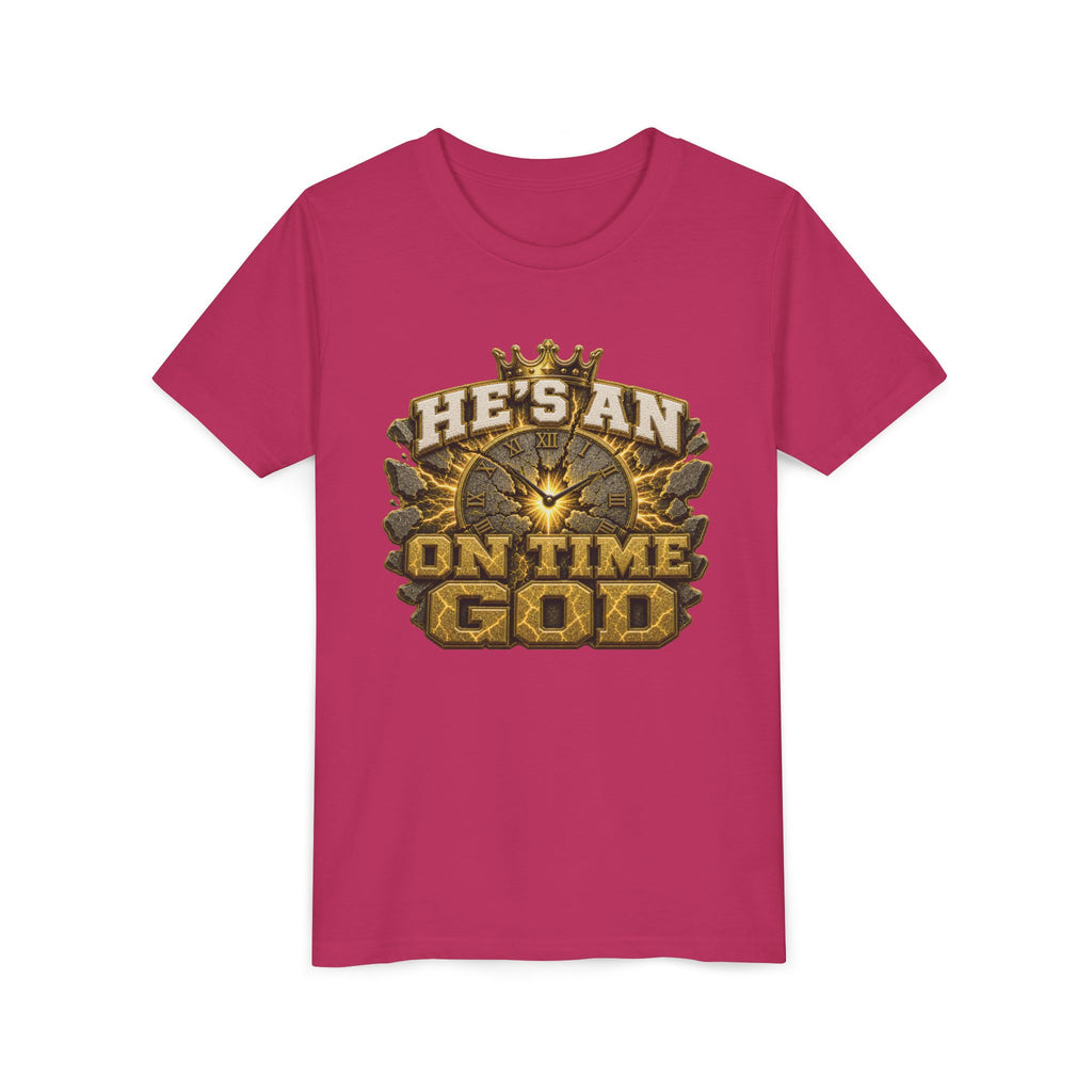 Walk By Faith ✝️ — He's An On Time God | Unisex Youth Tee