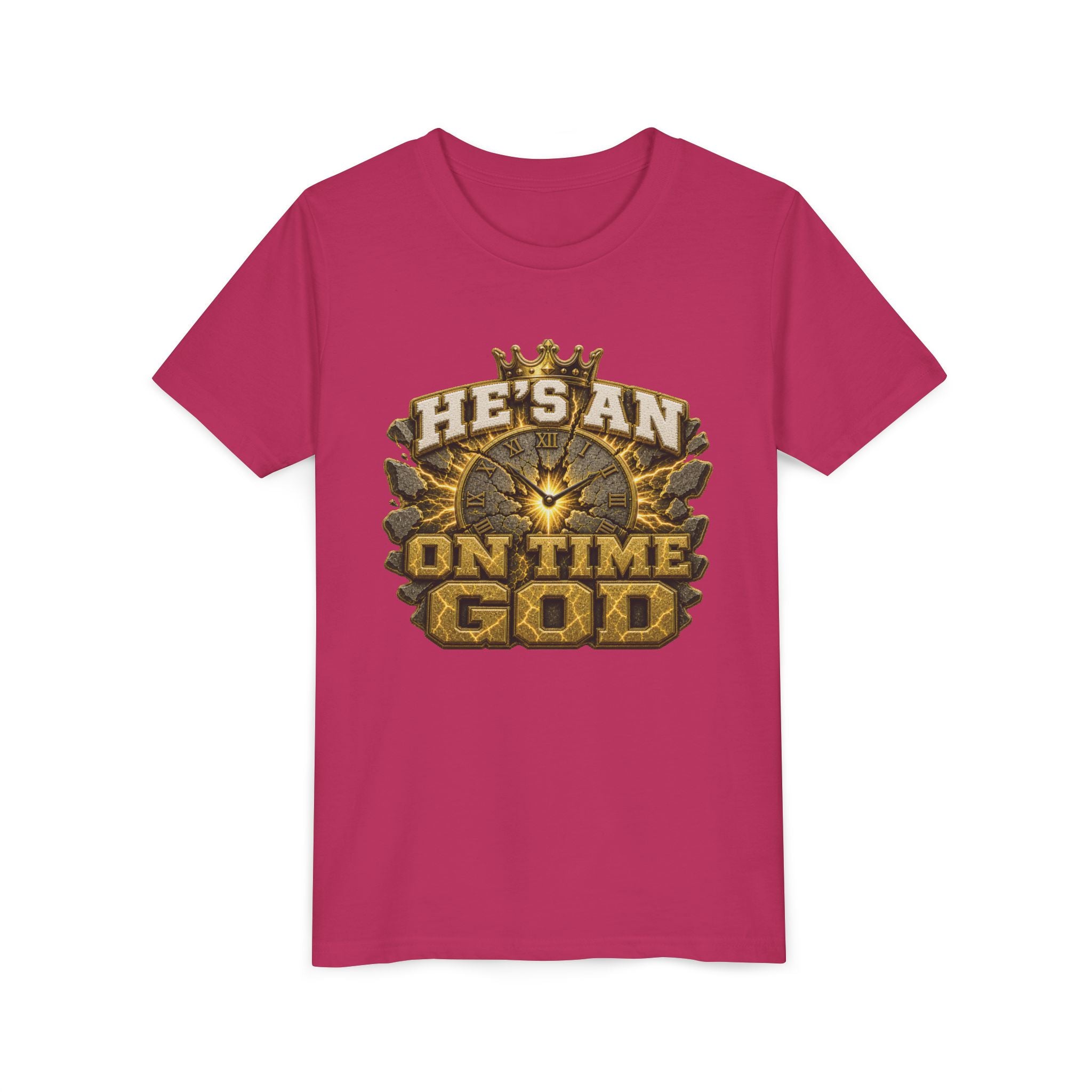 Walk By Faith ✝️ — He's An On Time God | Unisex Youth Tee