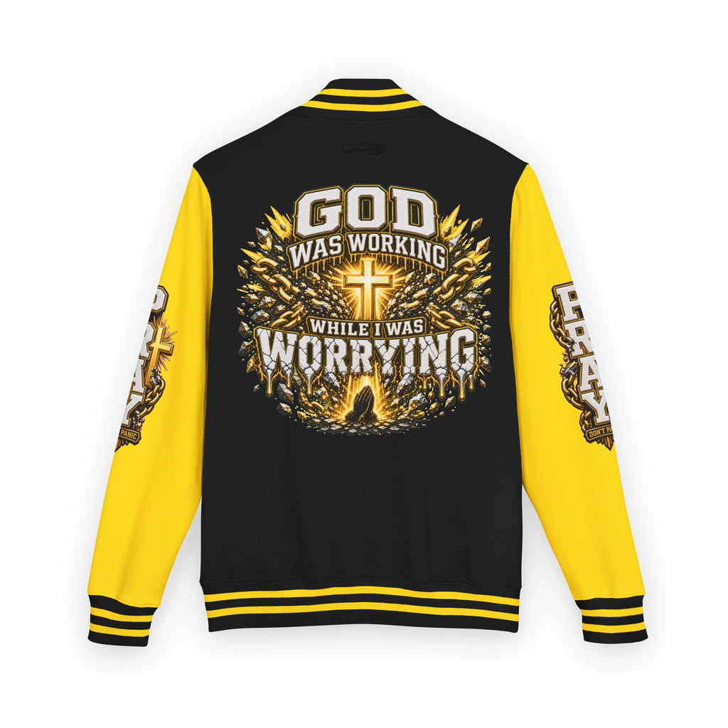 Walk By Faith Unisex Letterman ✝️ — God Was Working While I Was Worrying
