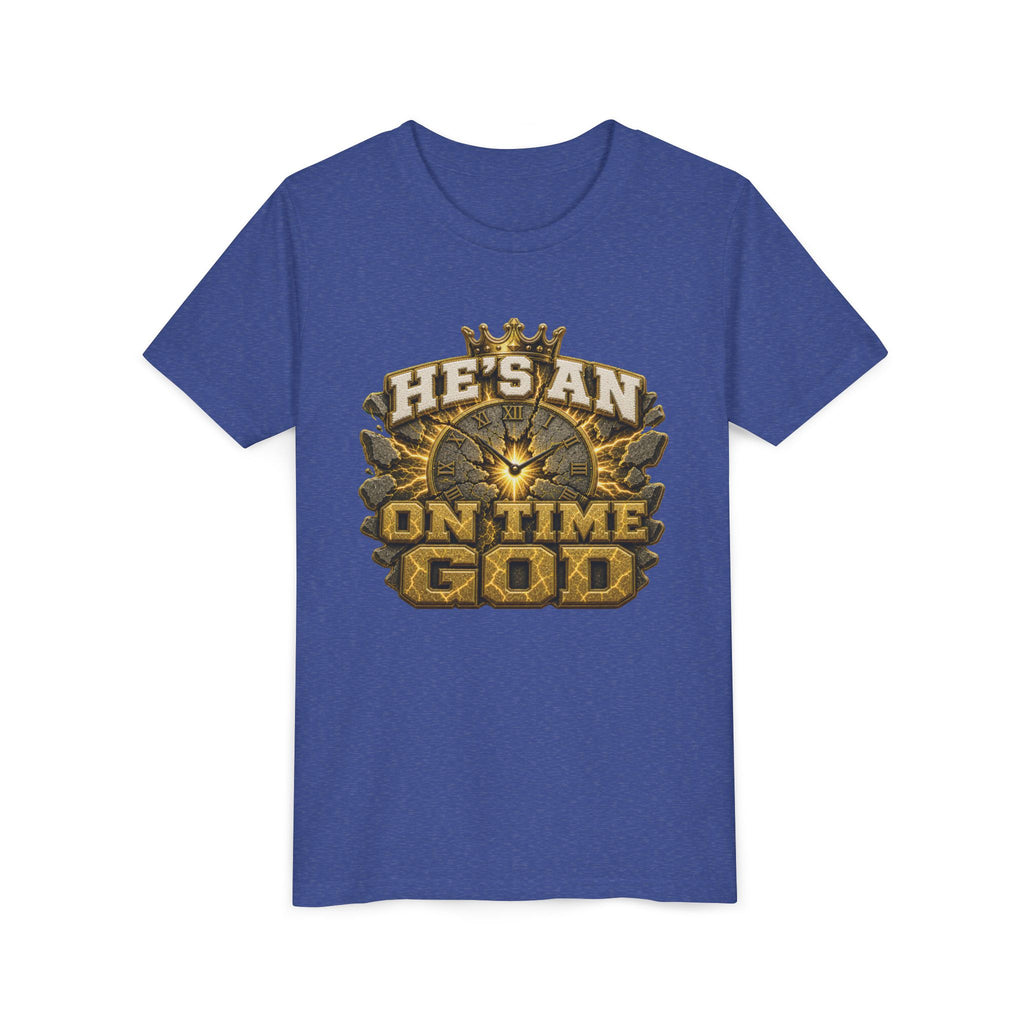 Walk By Faith ✝️ — He's An On Time God | Unisex Youth Tee