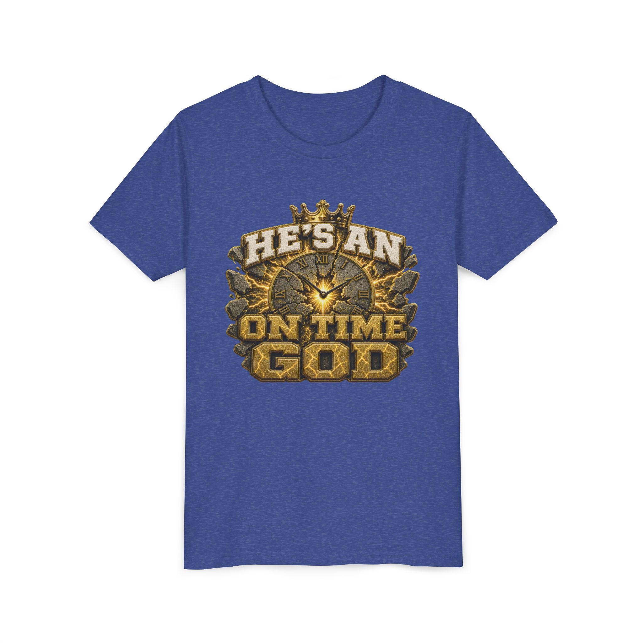 Walk By Faith ✝️ — He's An On Time God | Unisex Youth Tee