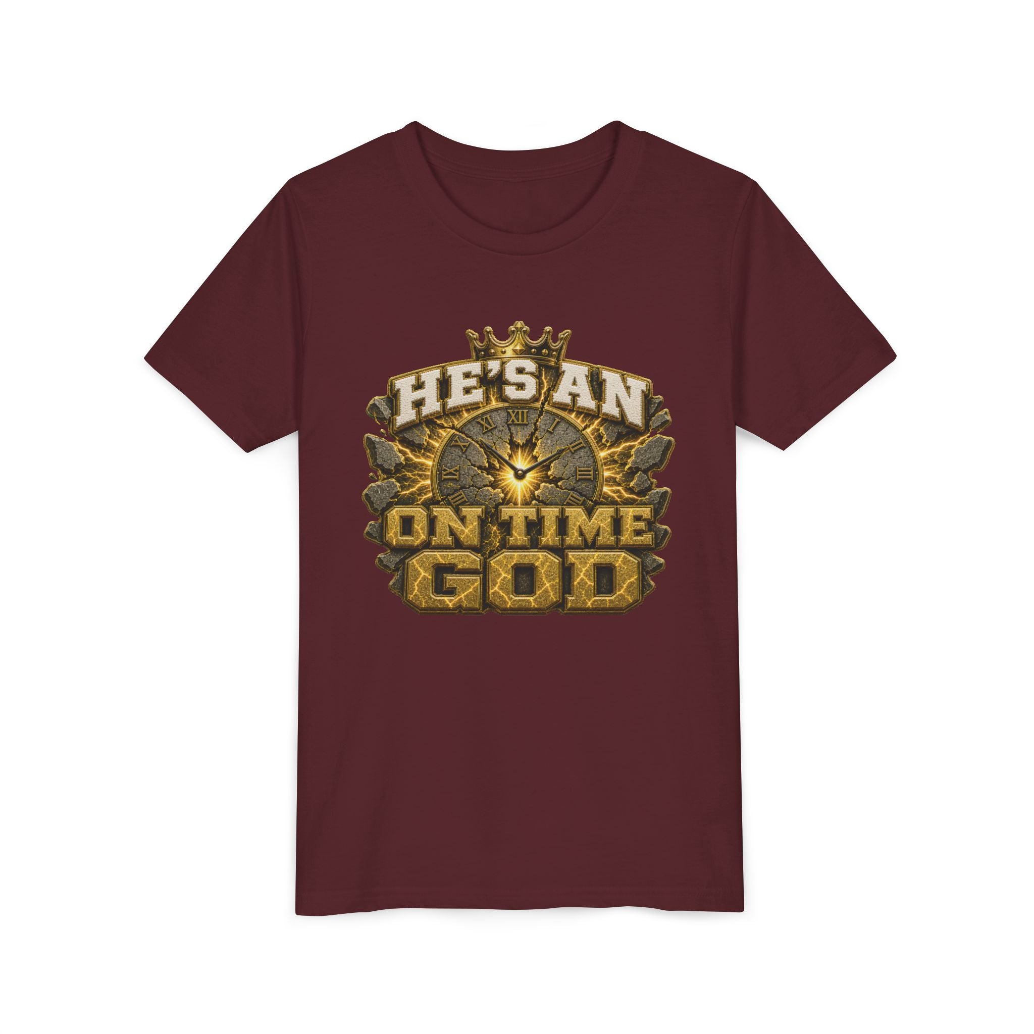 Walk By Faith ✝️ — He's An On Time God | Unisex Youth Tee