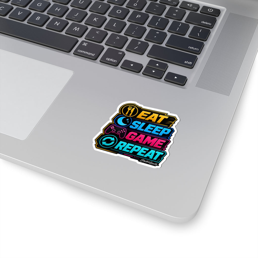 😴 Eat Sleep Game Repeat | Kiss-Cut Sticker