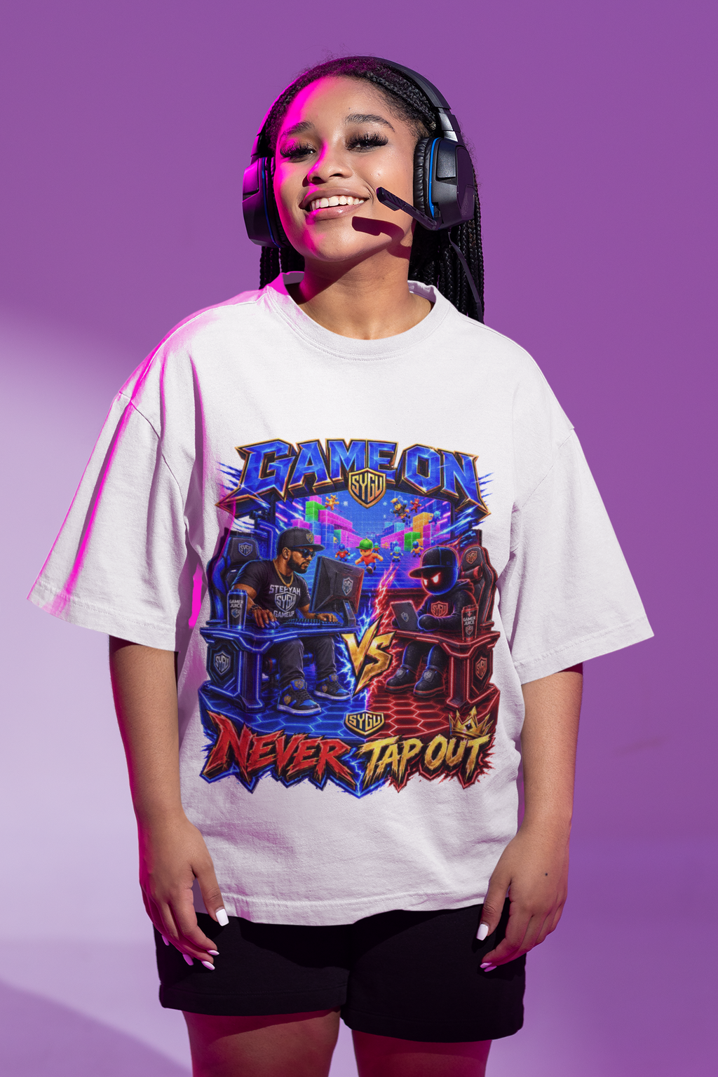 StepYahGameUp — Game On Never Tap Out | Youth Tee