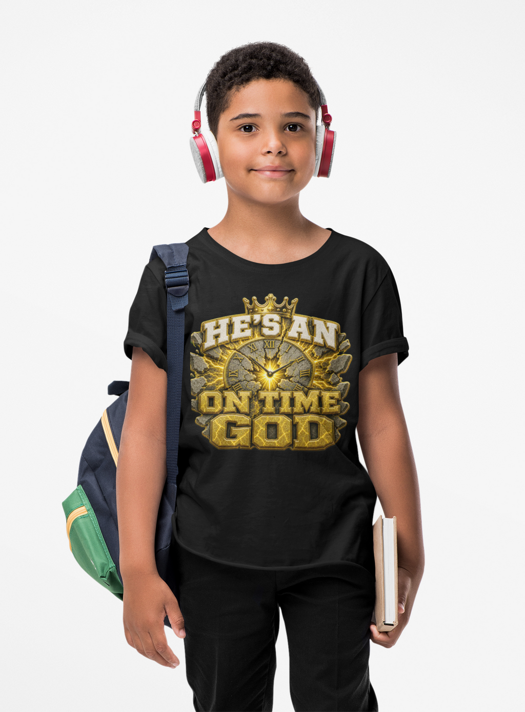 Walk By Faith ✝️ — He's An On Time God | Unisex Youth Tee