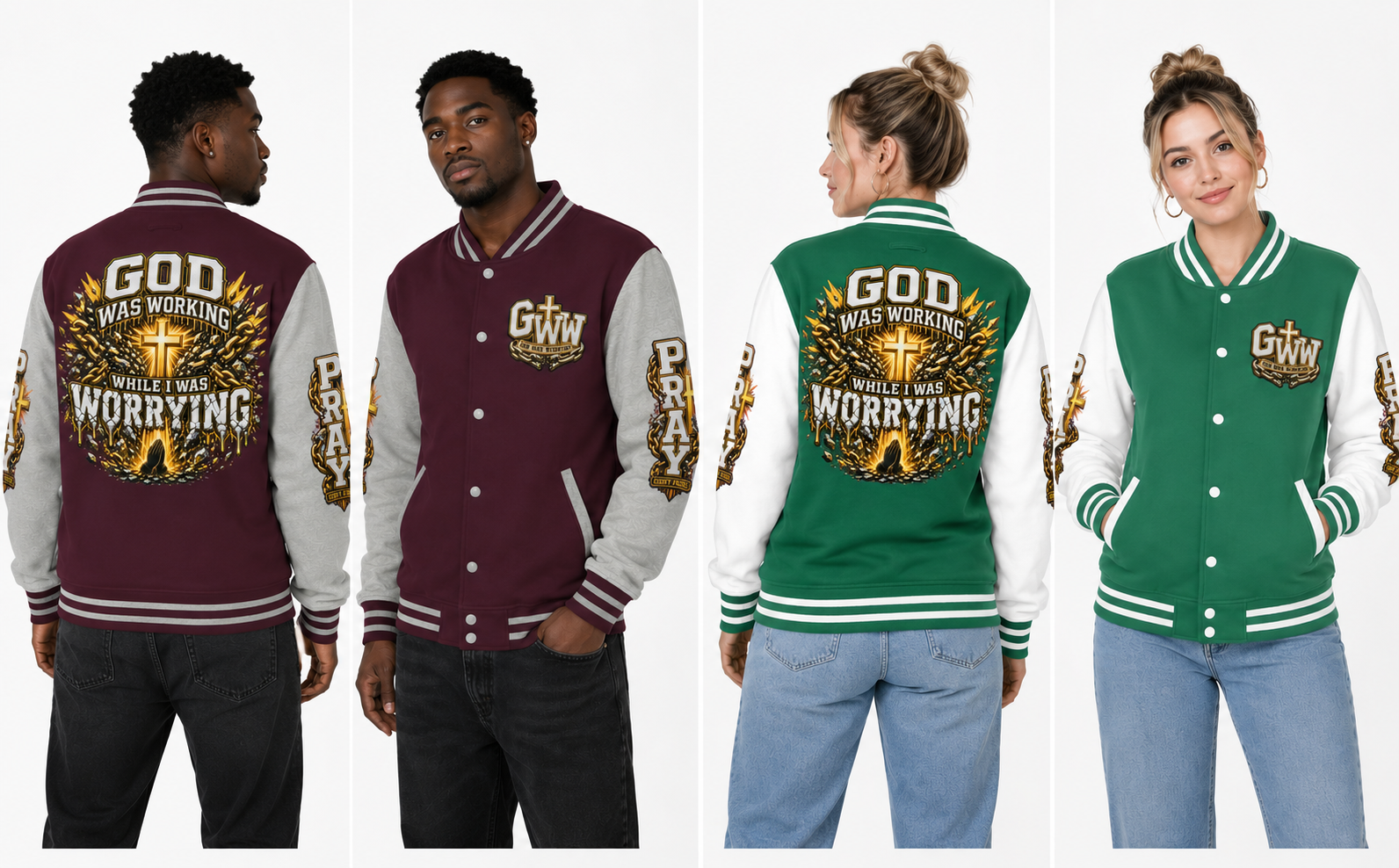 Walk By Faith Unisex Letterman ✝️ — God Was Working While I Was Worrying