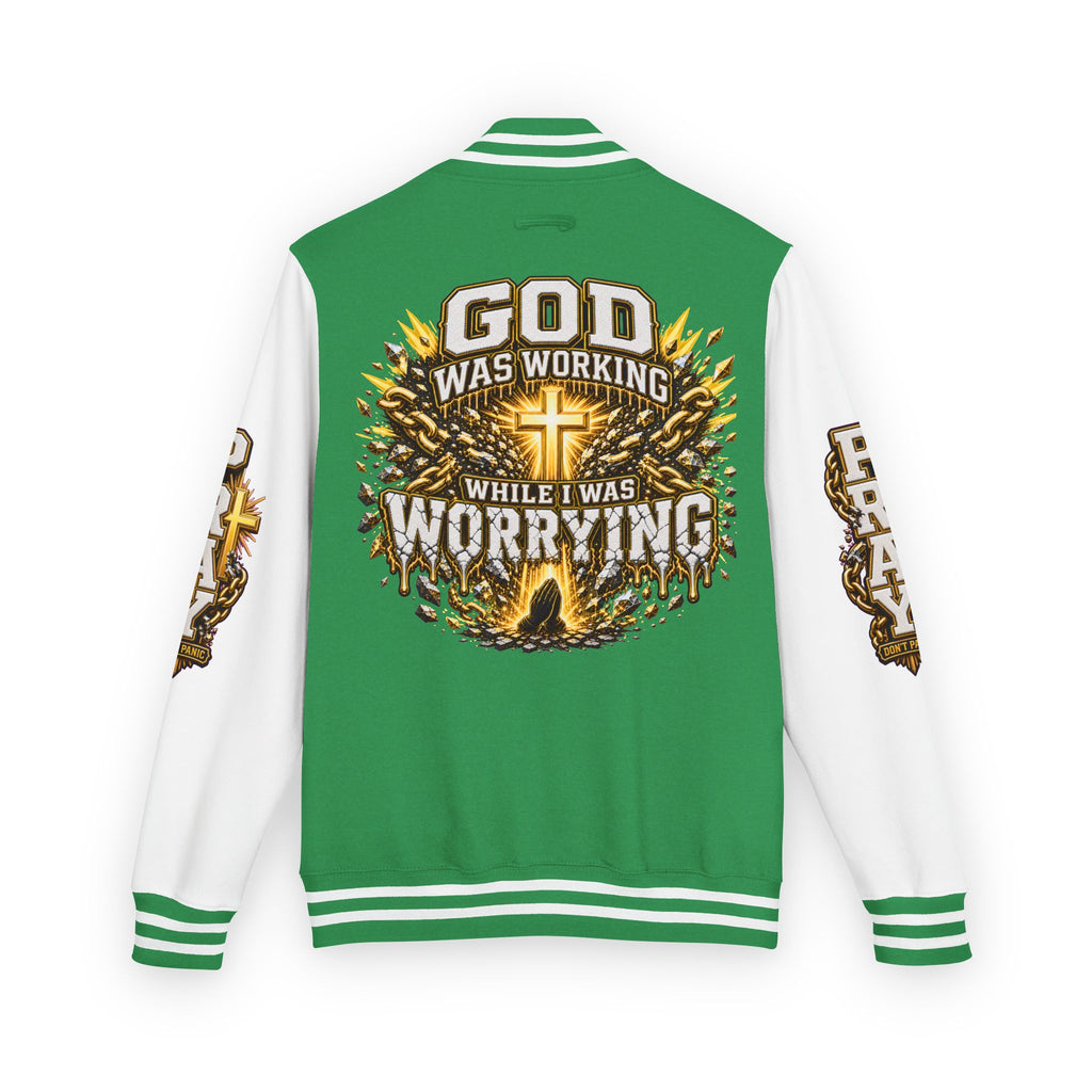 Walk By Faith Unisex Letterman ✝️ — God Was Working While I Was Worrying