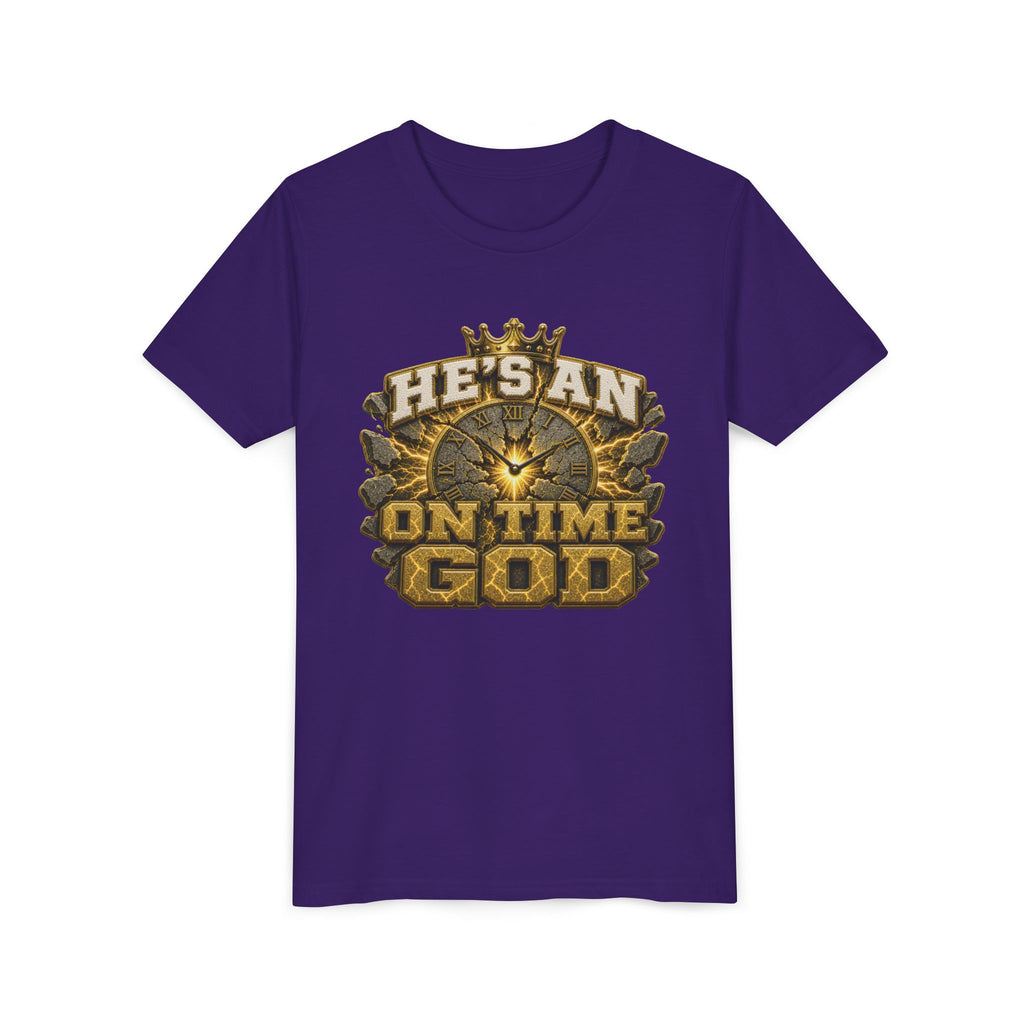Walk By Faith ✝️ — He's An On Time God | Unisex Youth Tee