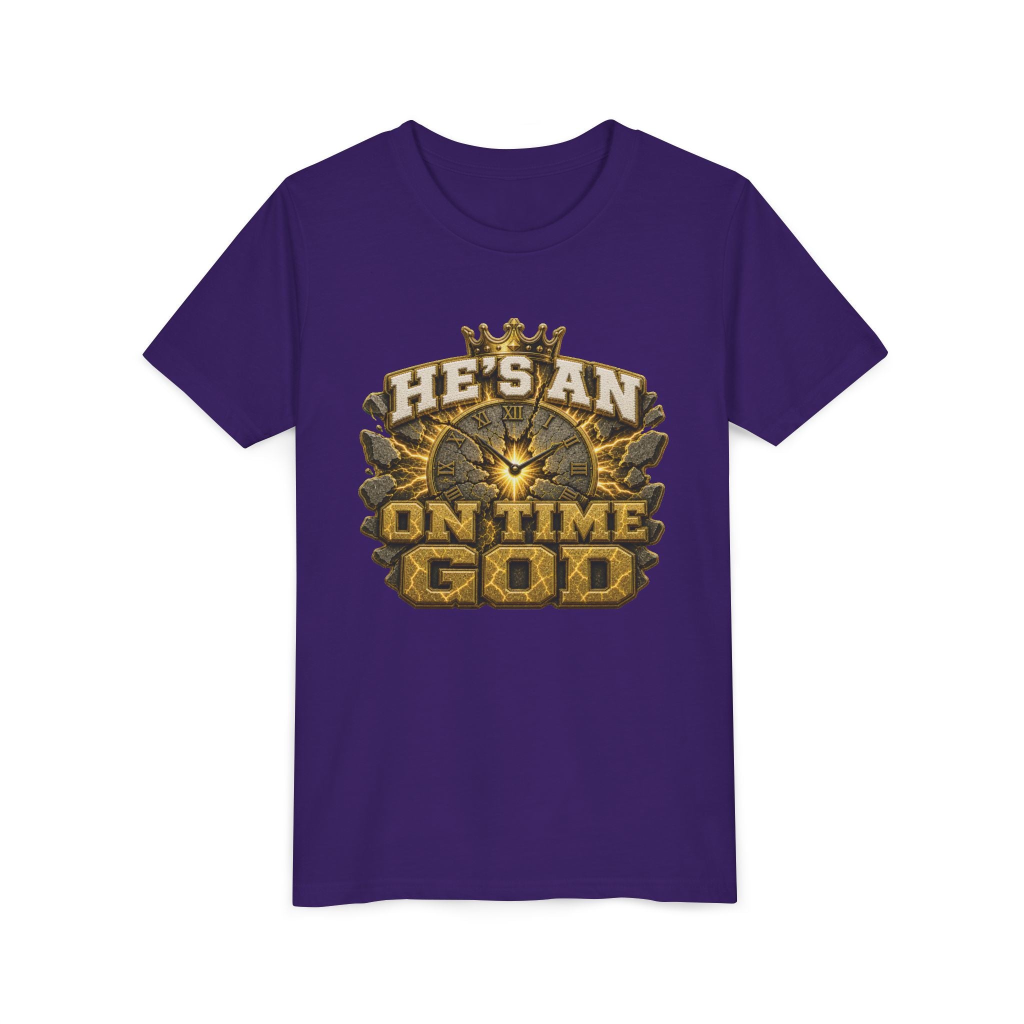 Walk By Faith ✝️ — He's An On Time God | Unisex Youth Tee