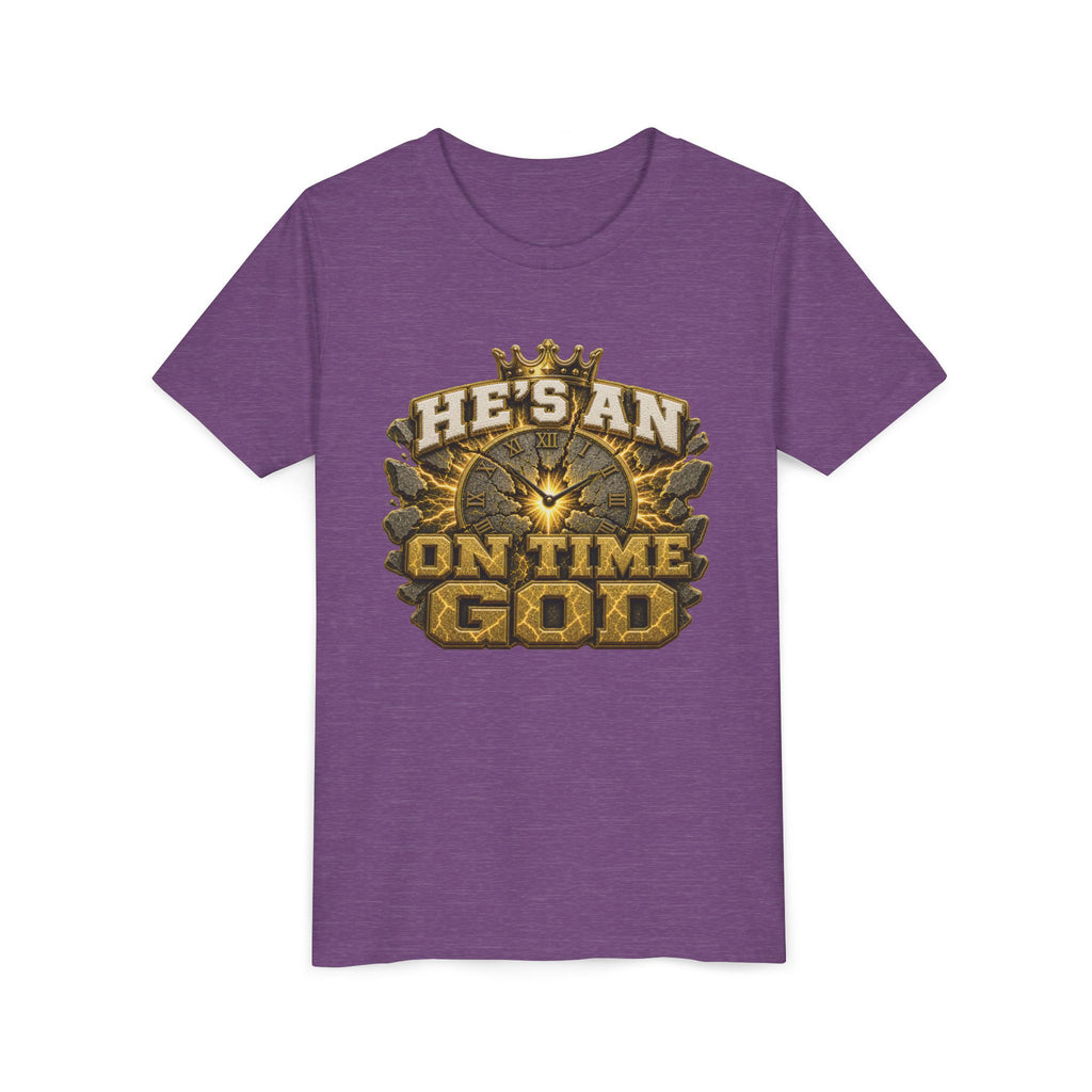 Walk By Faith ✝️ — He's An On Time God | Unisex Youth Tee