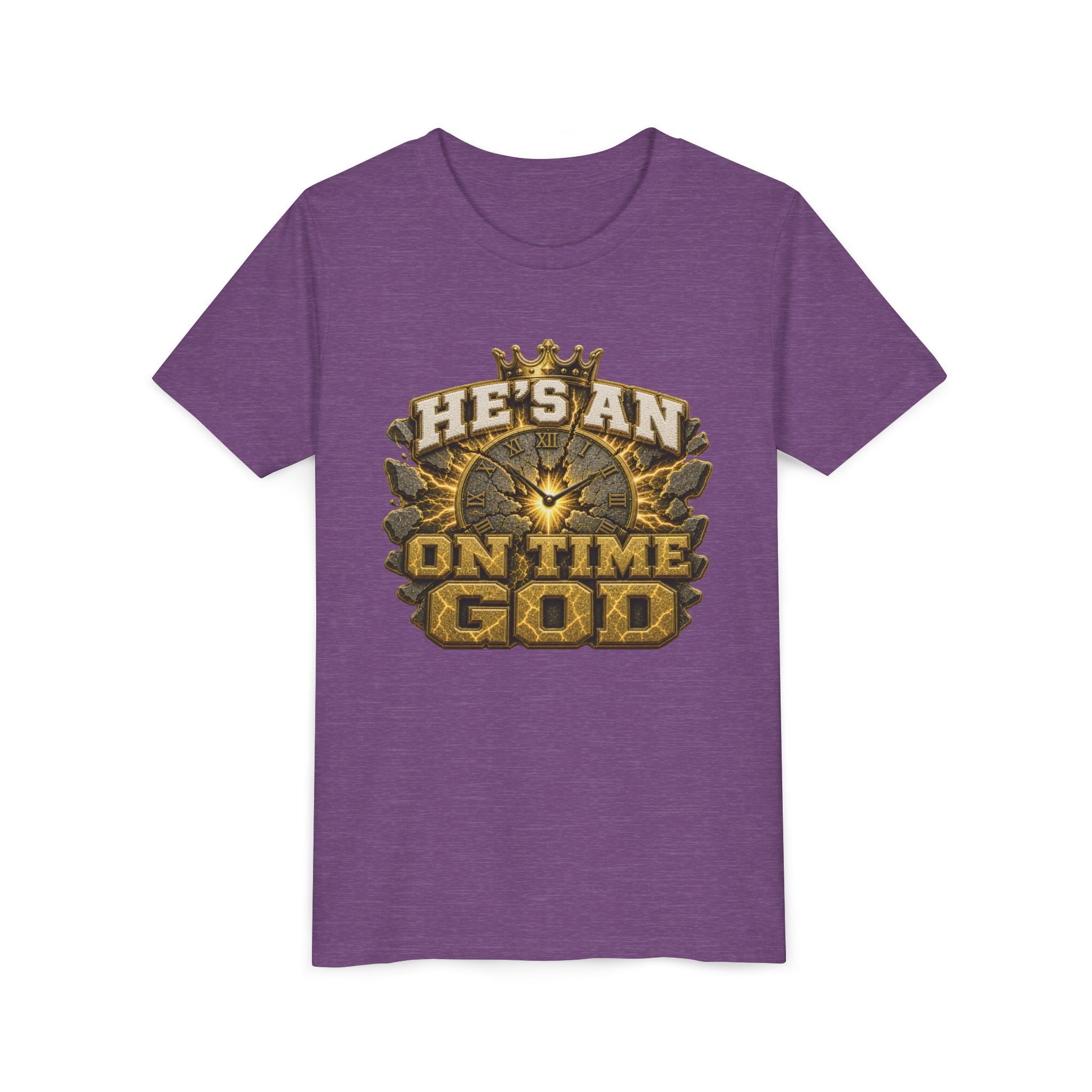 Walk By Faith ✝️ — He's An On Time God | Unisex Youth Tee