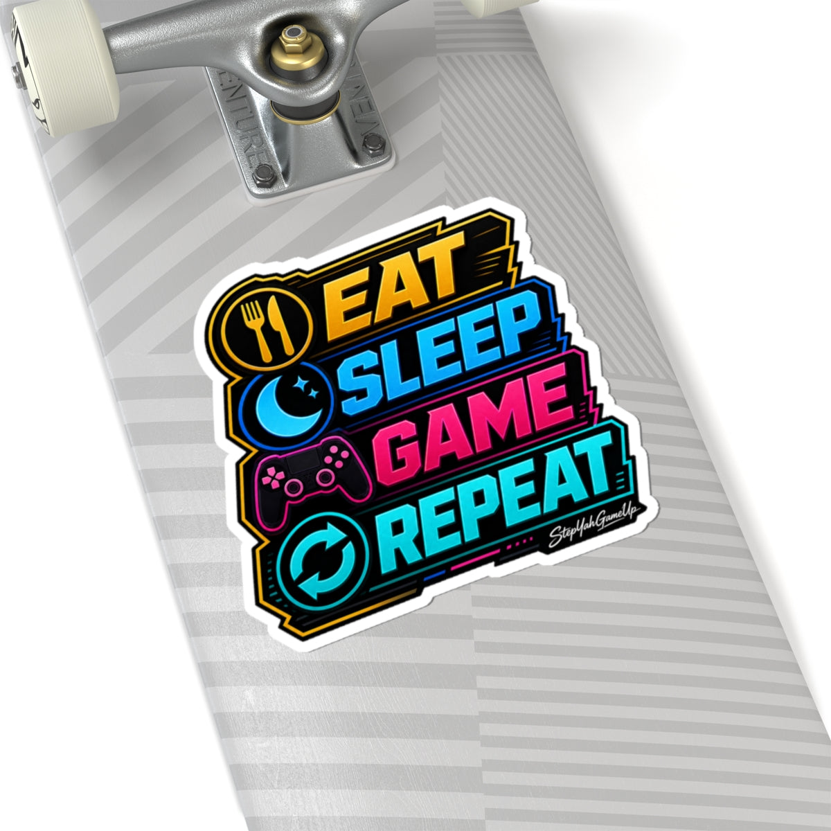 😴 Eat Sleep Game Repeat | Kiss-Cut Sticker