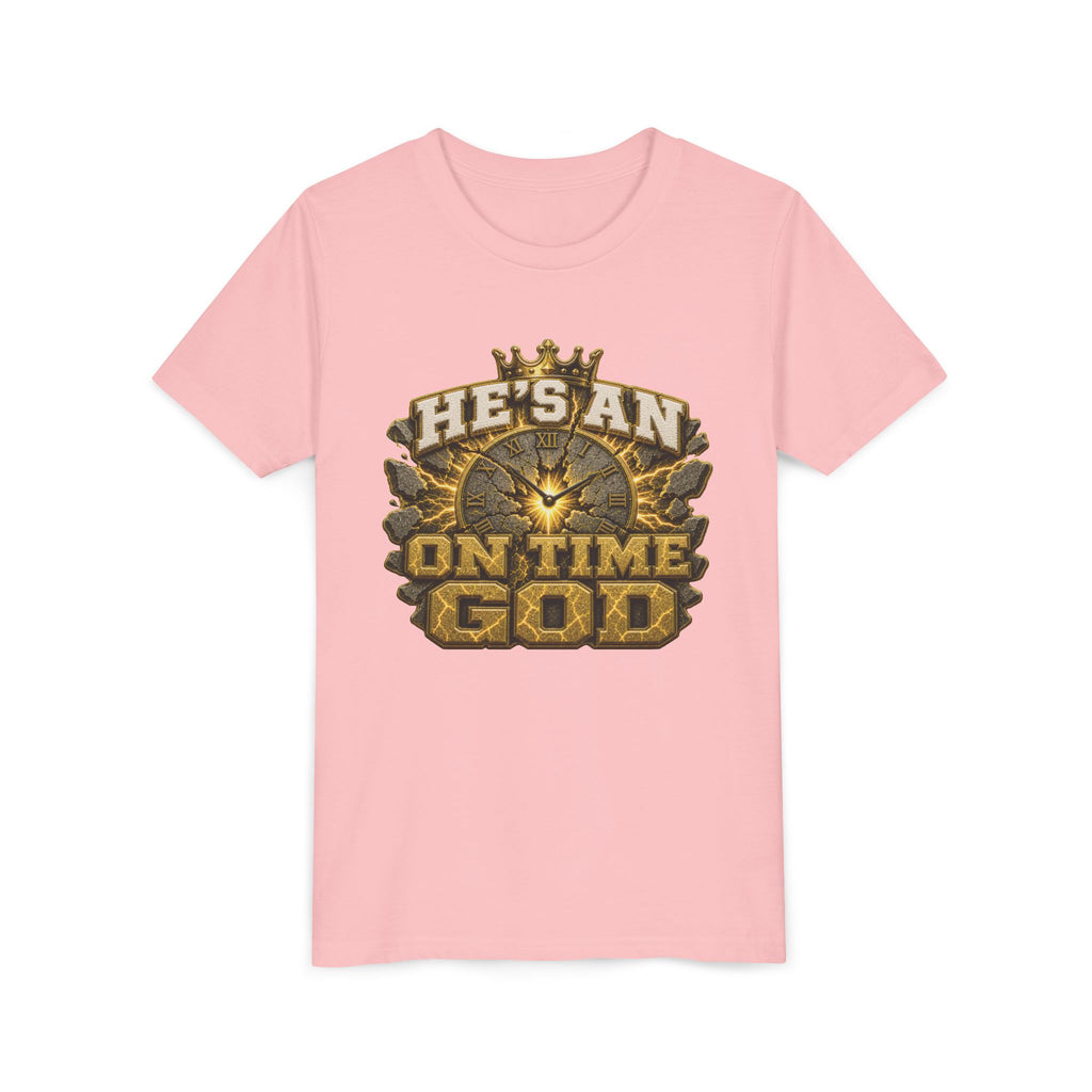Walk By Faith ✝️ — He's An On Time God | Unisex Youth Tee