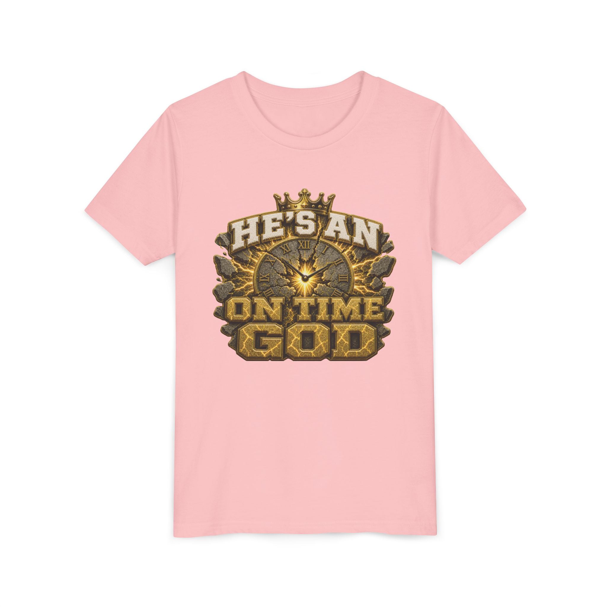 Walk By Faith ✝️ — He's An On Time God | Unisex Youth Tee
