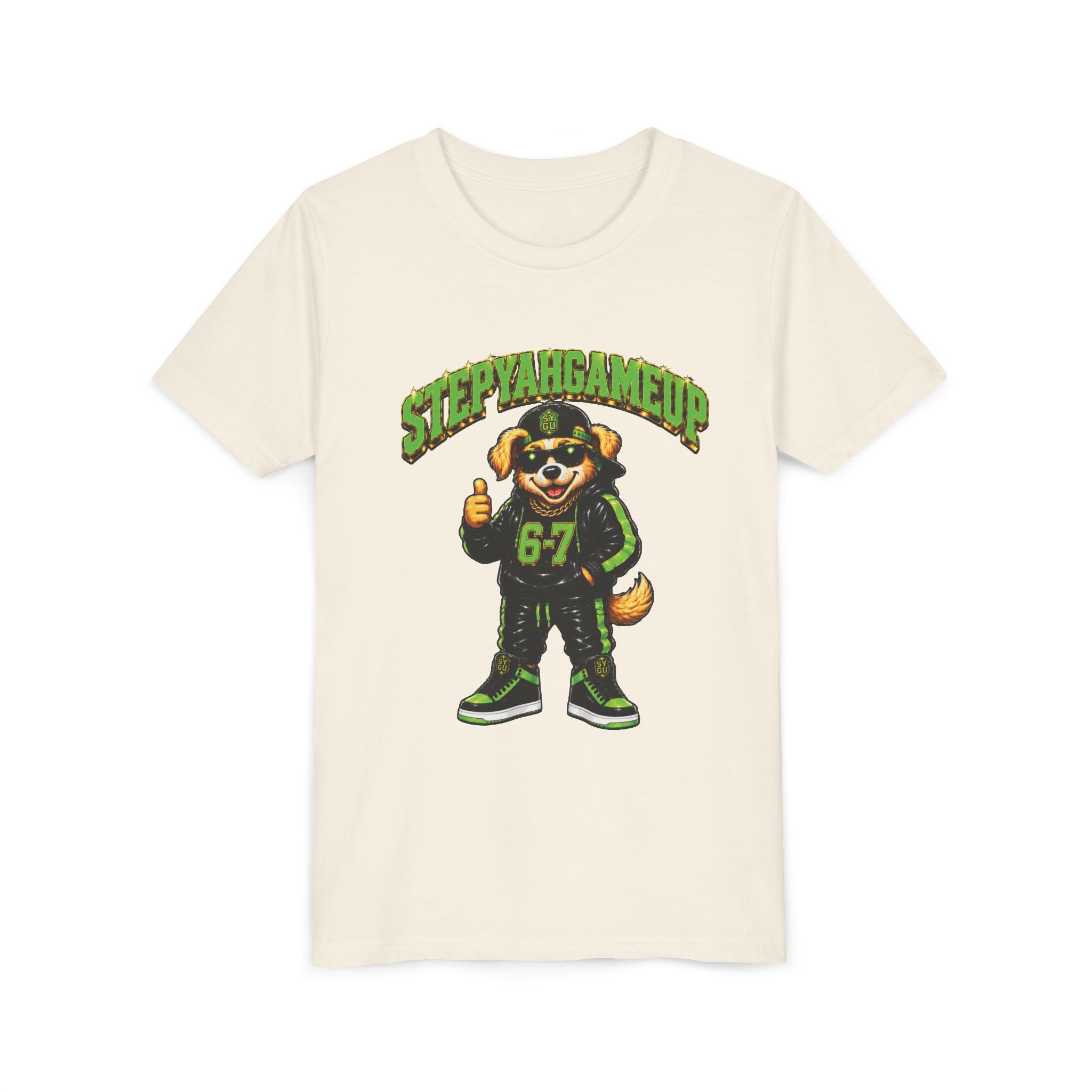 StepYahGameUp — SYGU Dog | 6-7 Green Edition | Unisex Youth Tee