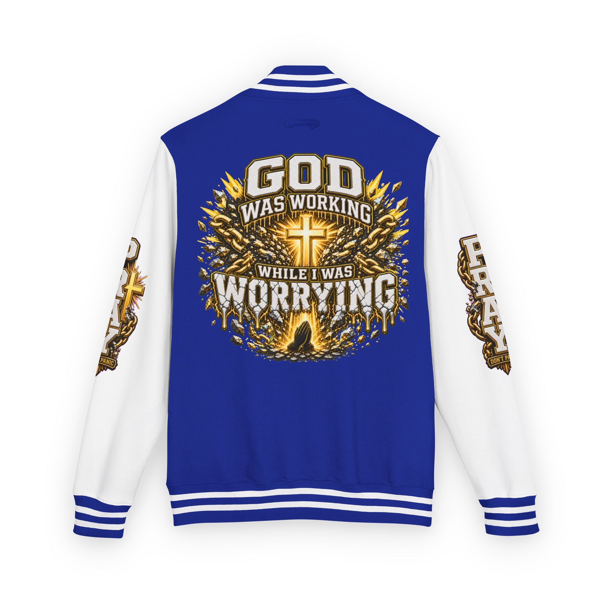 Walk By Faith Unisex Letterman ✝️ — God Was Working While I Was Worrying