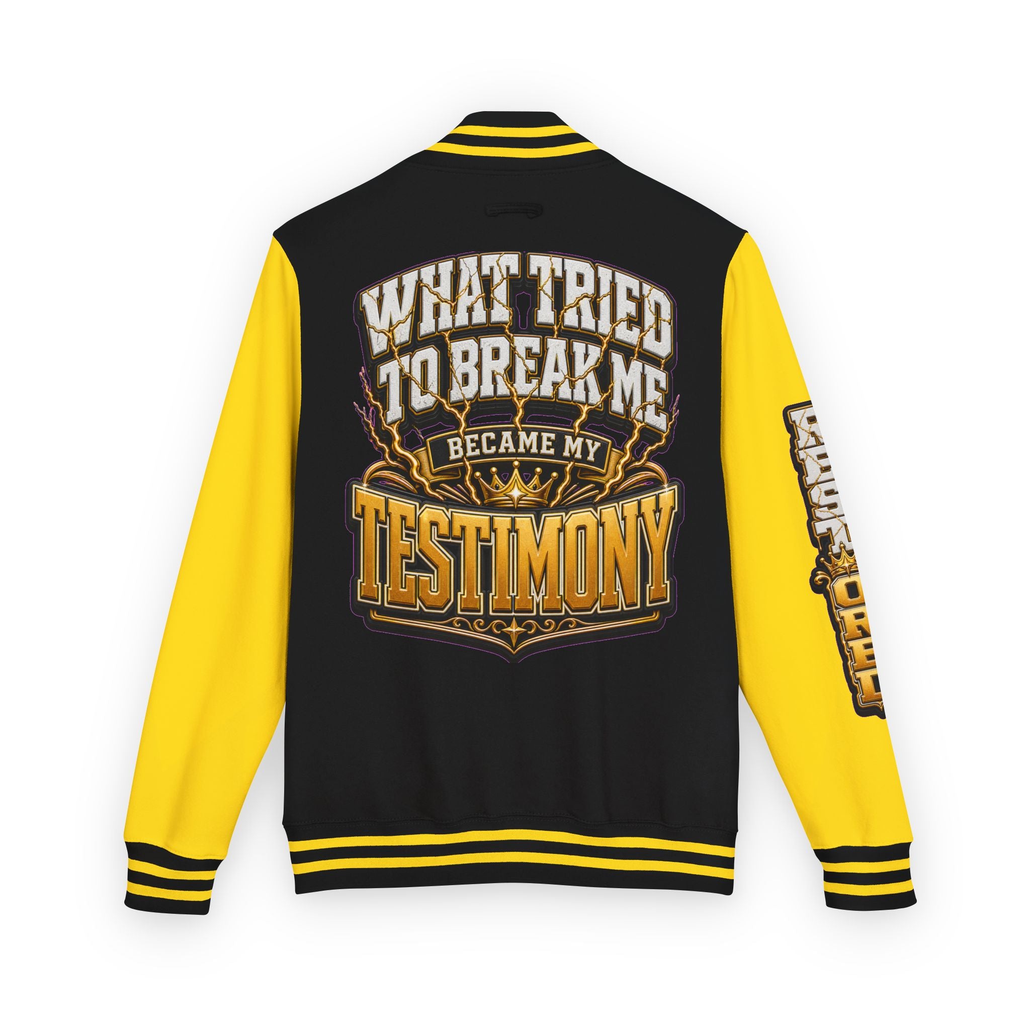 ✝️Walk By Faith Unisex Letterman — What Tried To Break Me Became My Testimony