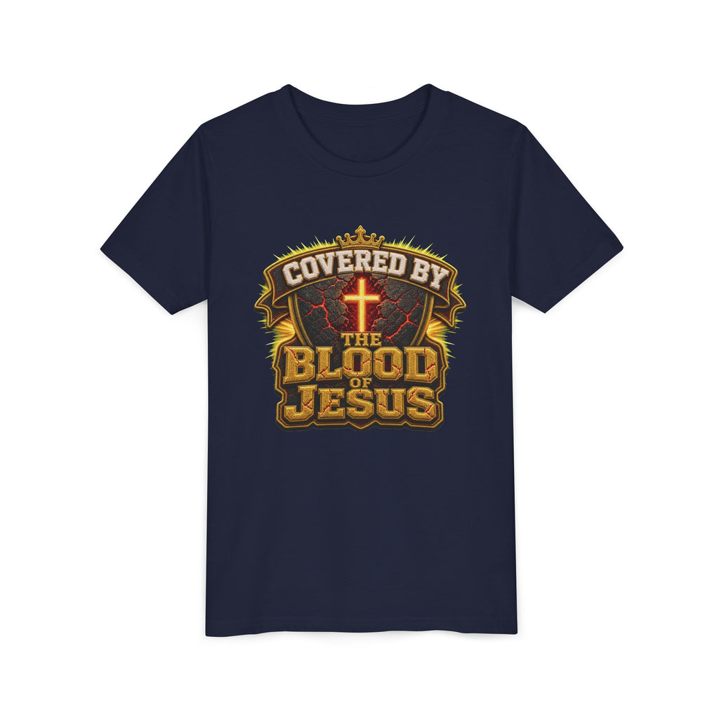 Walk By Faith ✝️ — Covered By The Blood Of Jesus | Unisex Youth Tee