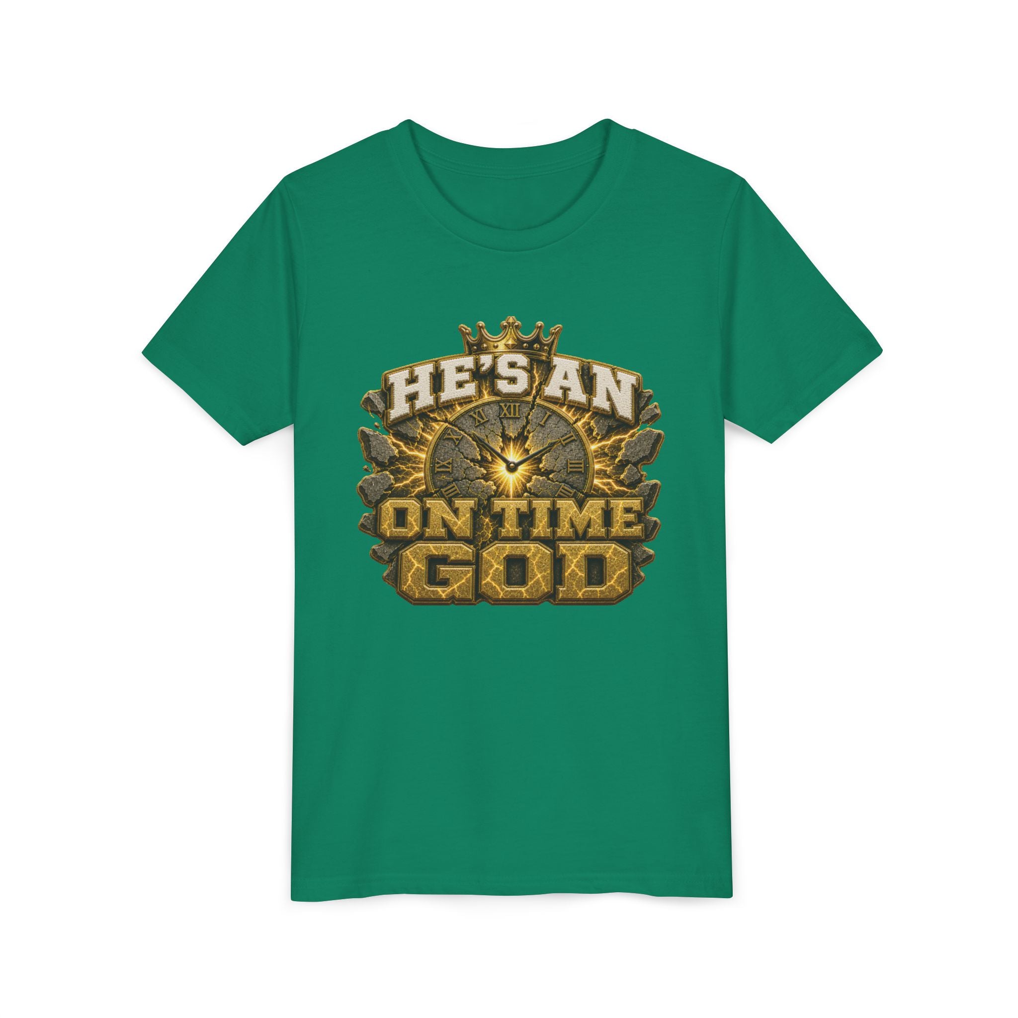 Walk By Faith ✝️ — He's An On Time God | Unisex Youth Tee