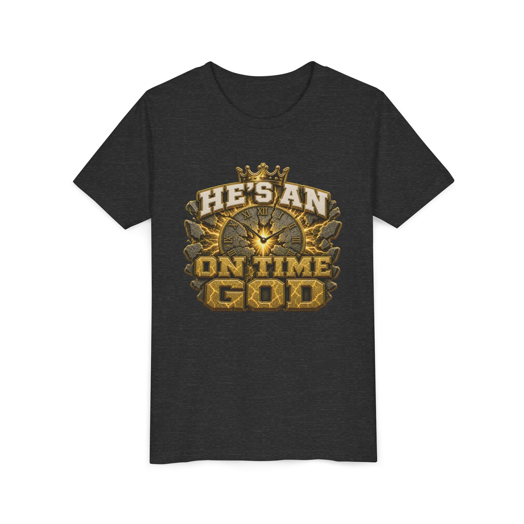 Walk By Faith ✝️ — He's An On Time God | Unisex Youth Tee