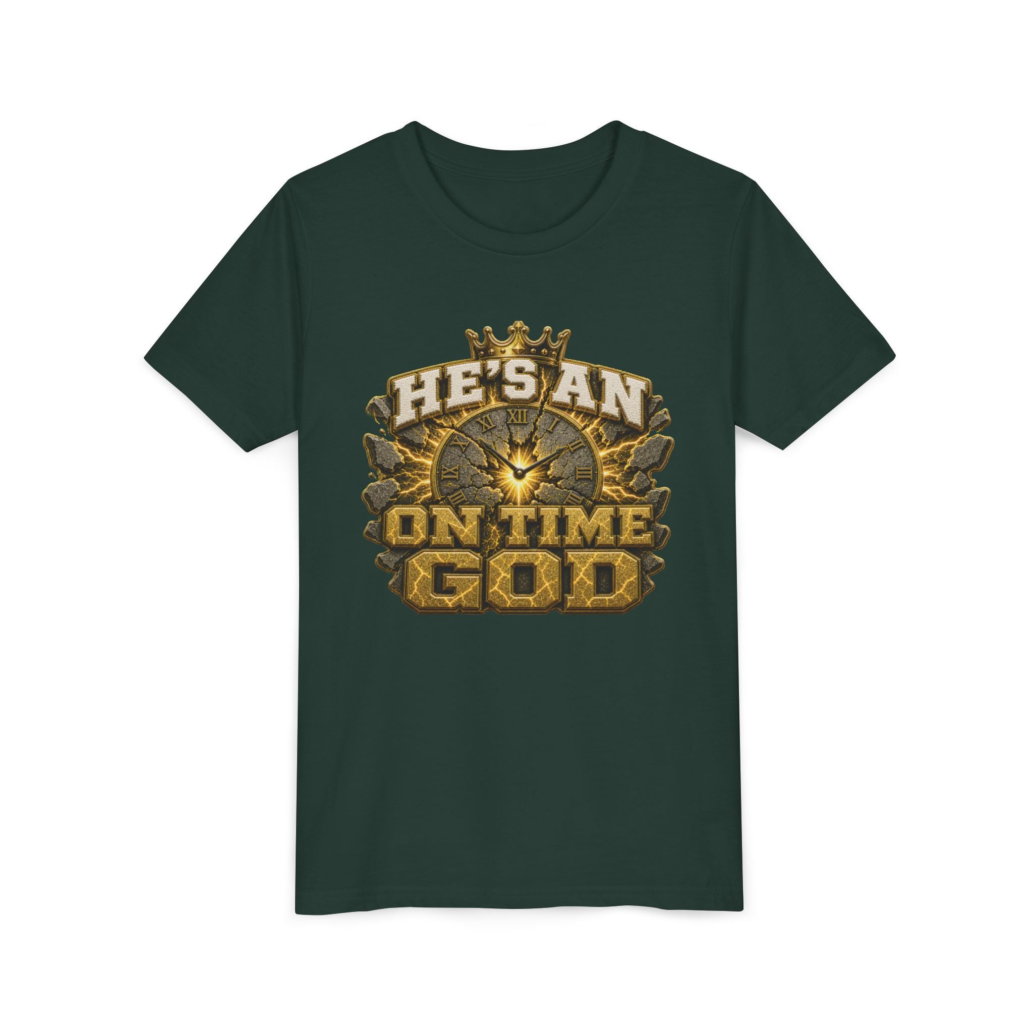 Walk By Faith ✝️ — He's An On Time God | Unisex Youth Tee