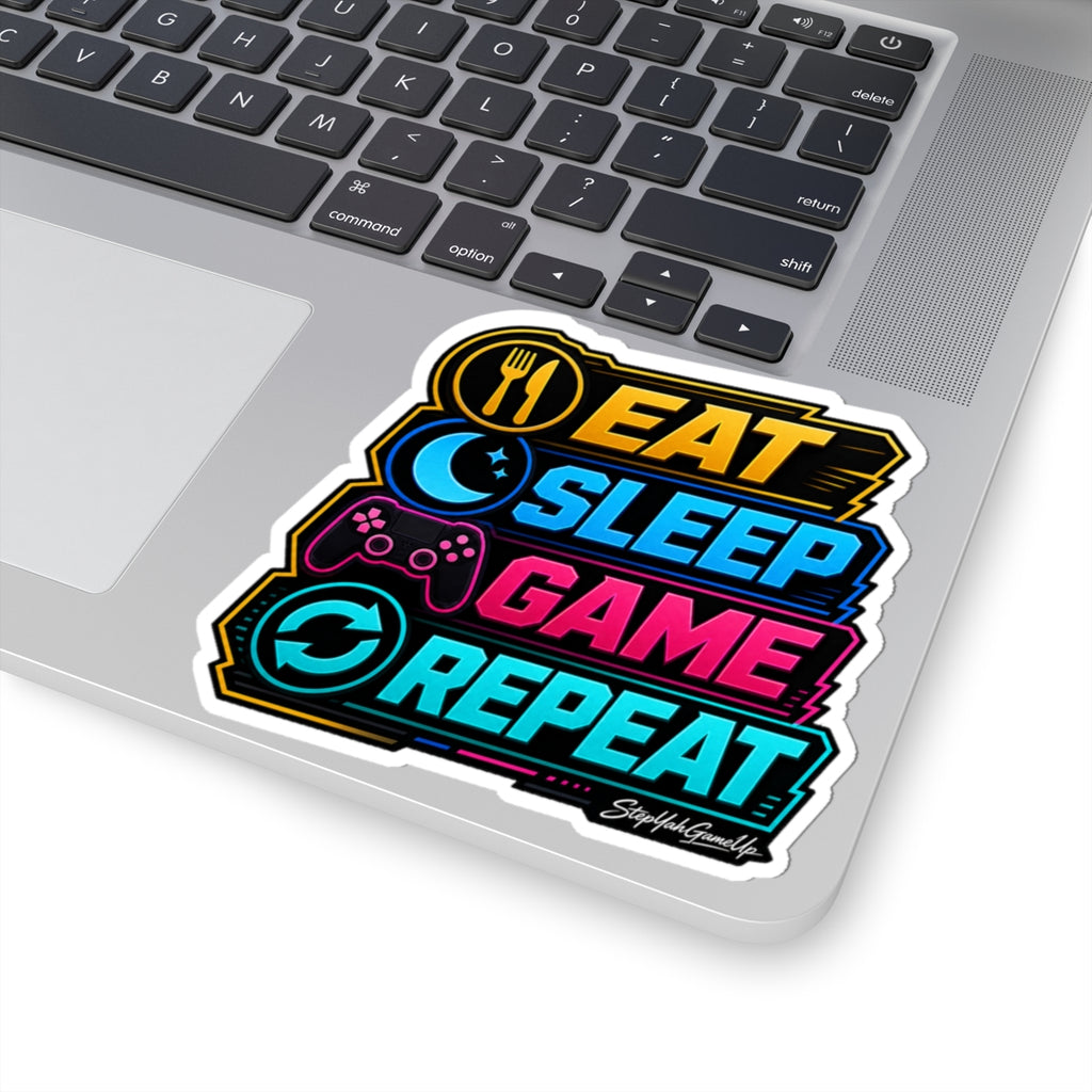 😴 Eat Sleep Game Repeat | Kiss-Cut Sticker