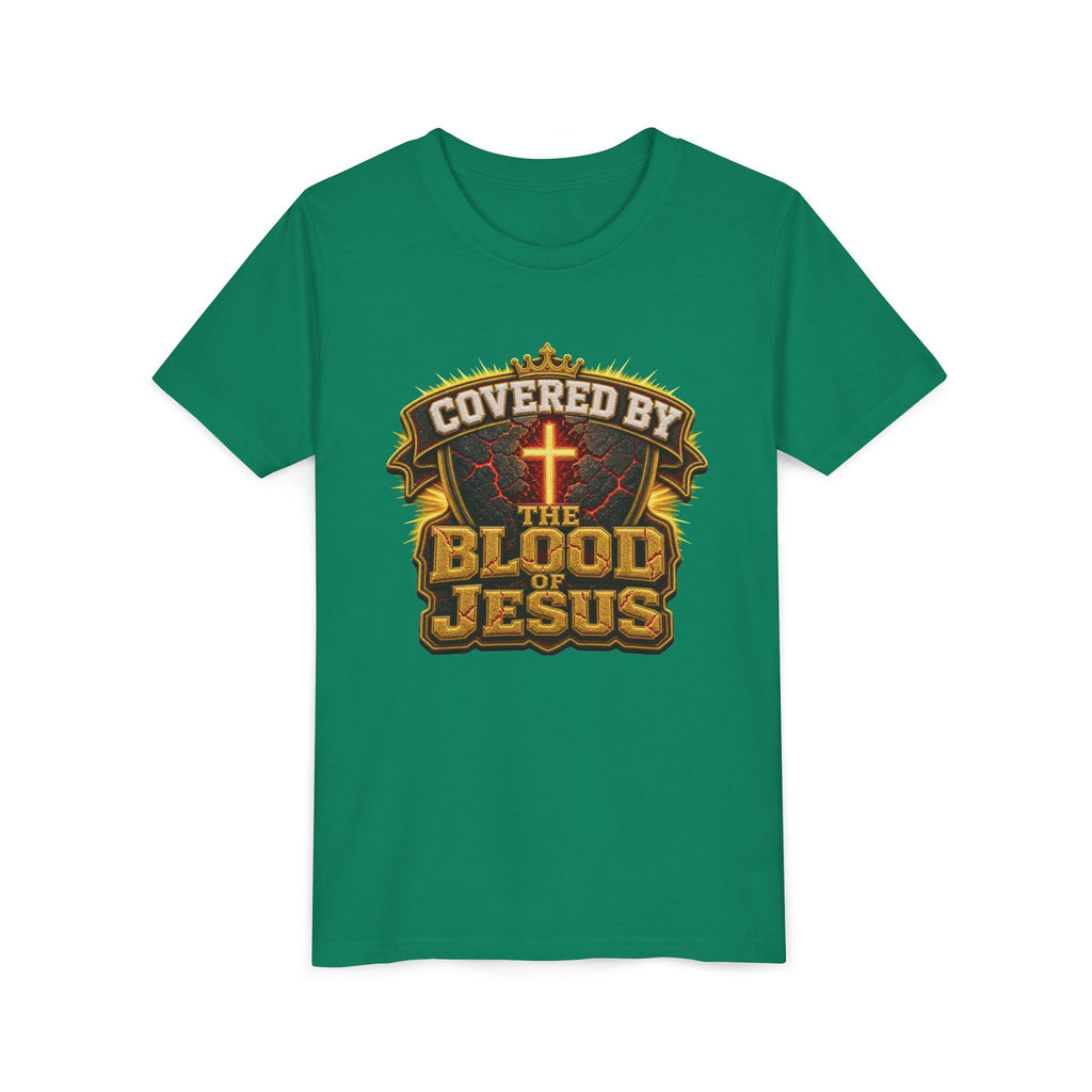 Walk By Faith ✝️ — Covered By The Blood Of Jesus | Unisex Youth Tee