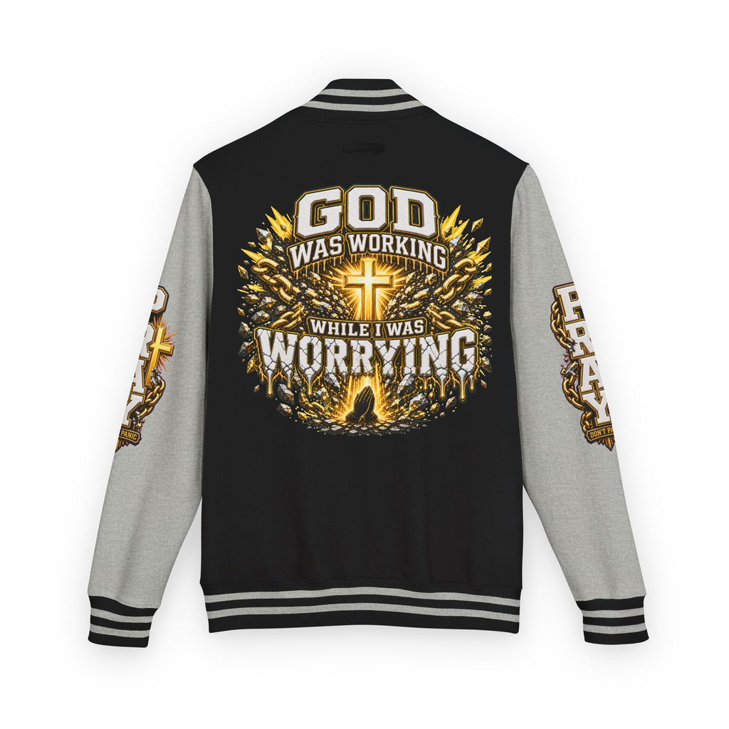 Walk By Faith Unisex Letterman ✝️ — God Was Working While I Was Worrying