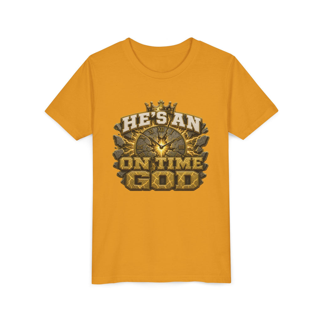 Walk By Faith ✝️ — He's An On Time God | Unisex Youth Tee