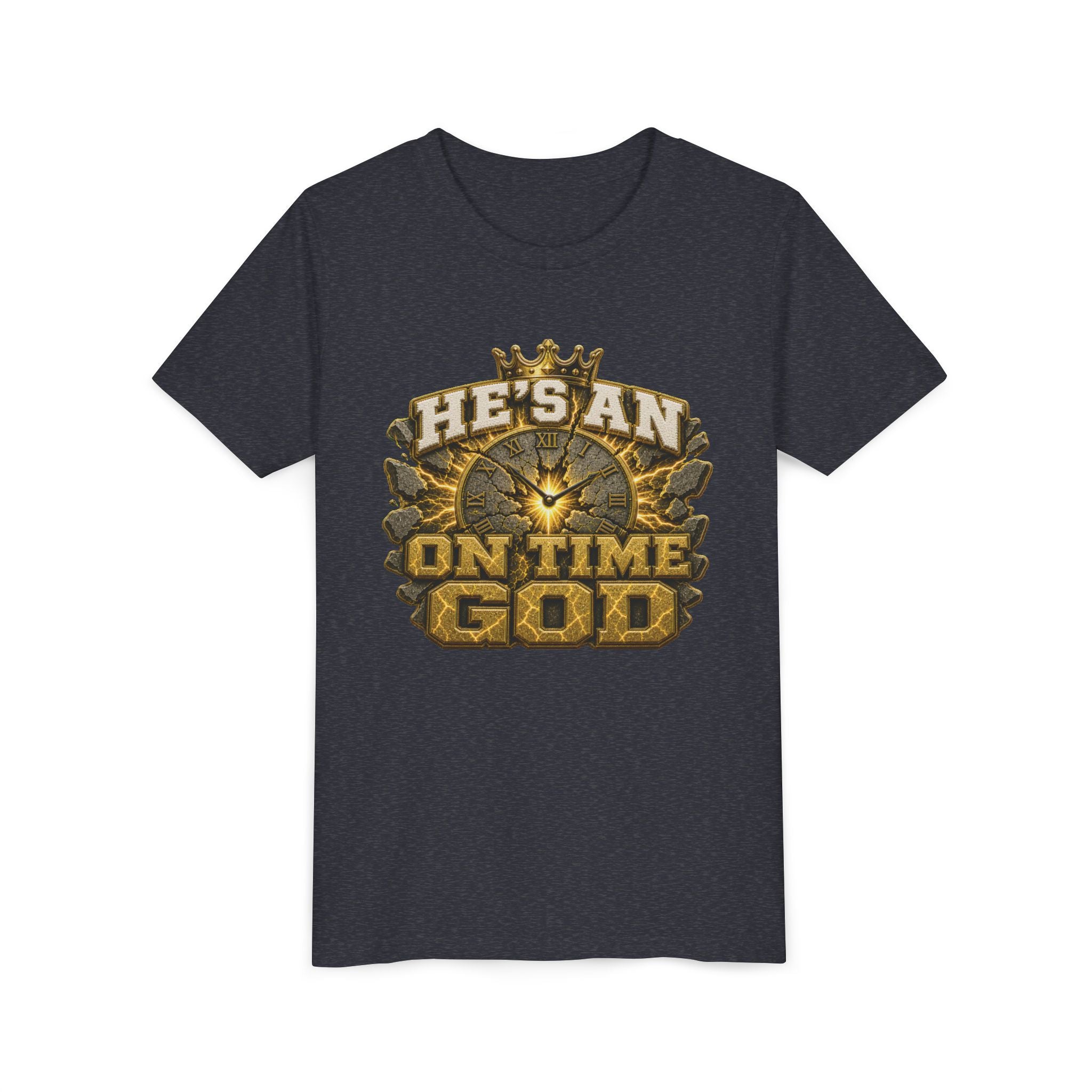 Walk By Faith ✝️ — He's An On Time God | Unisex Youth Tee