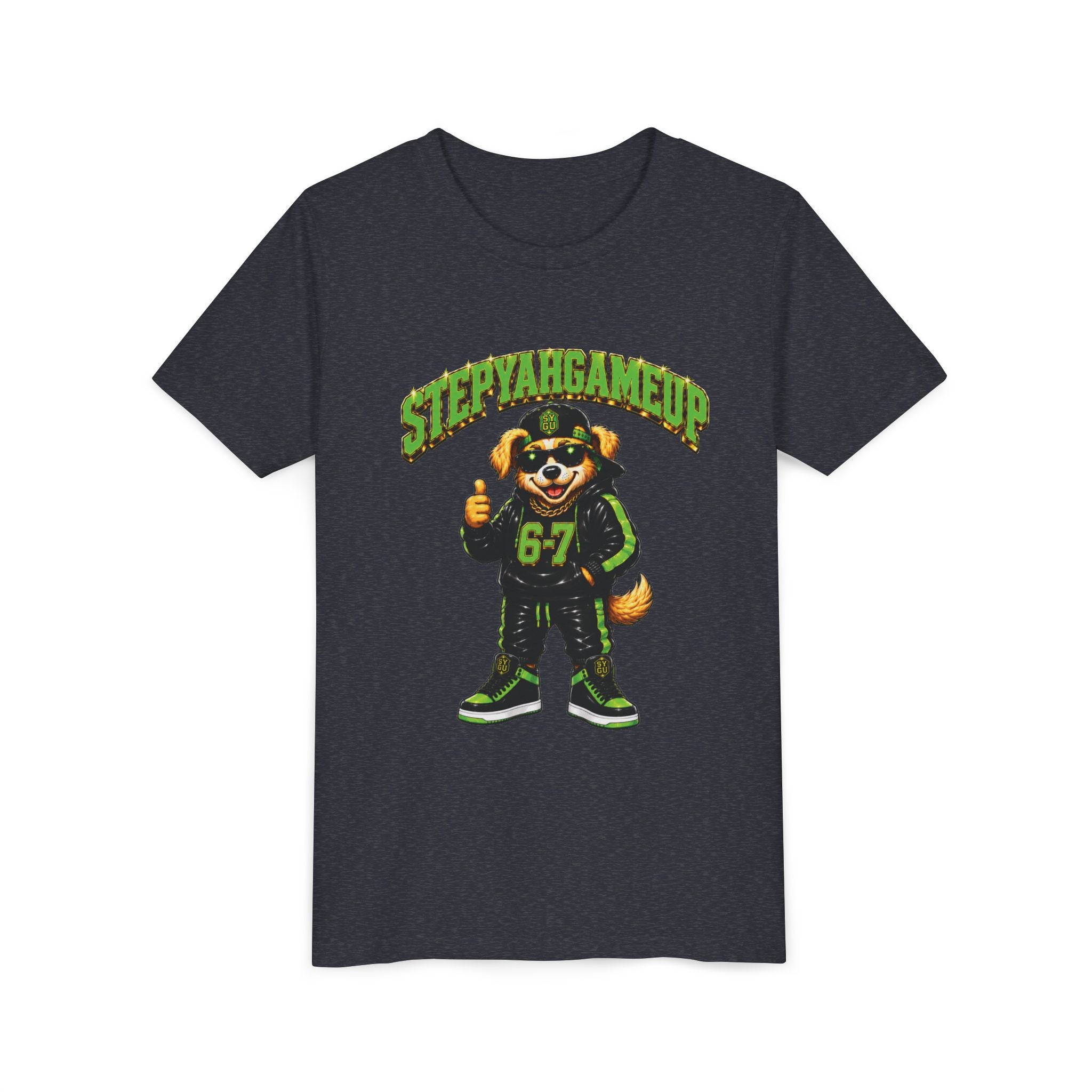 StepYahGameUp — SYGU Dog | 6-7 Green Edition | Unisex Youth Tee