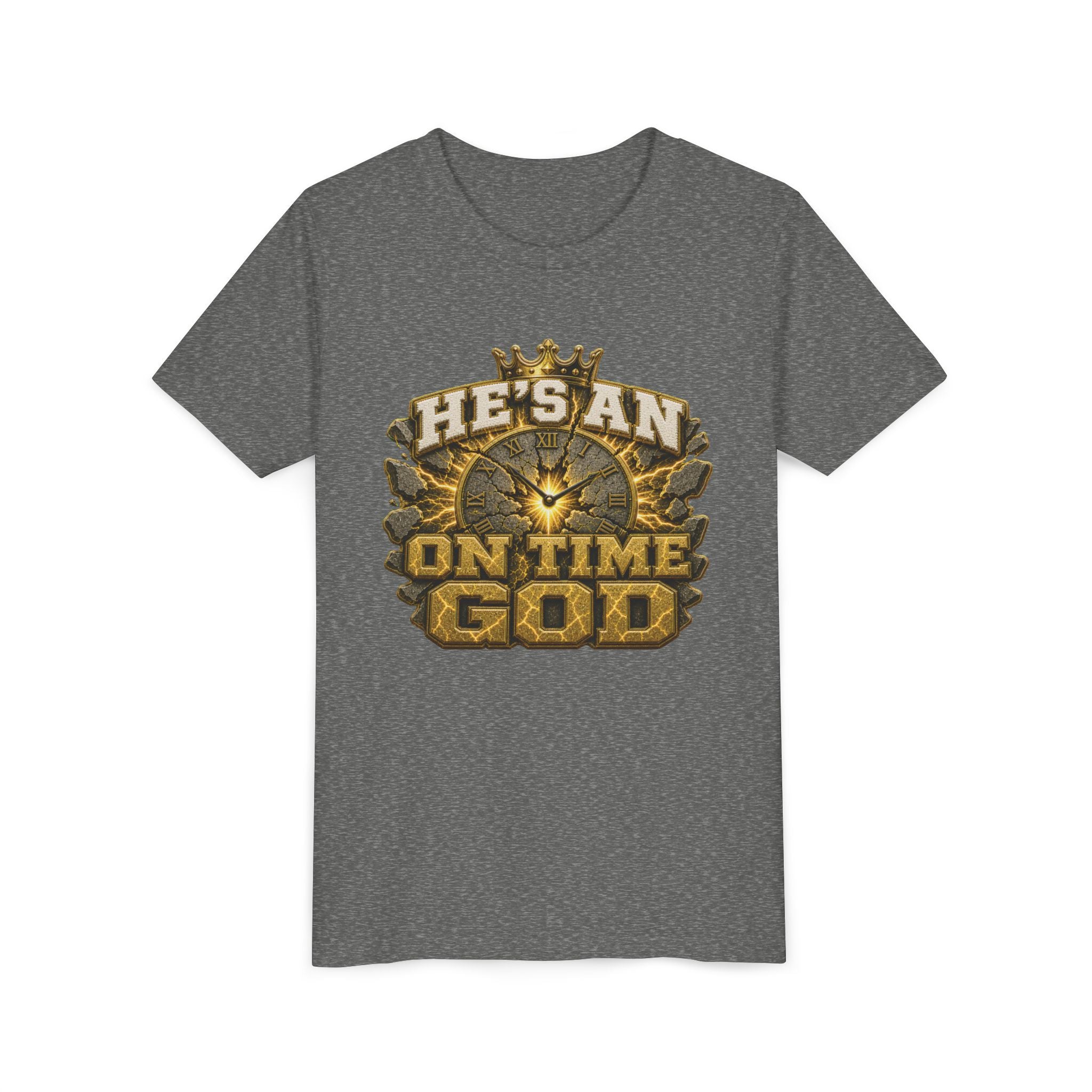 Walk By Faith ✝️ — He's An On Time God | Unisex Youth Tee