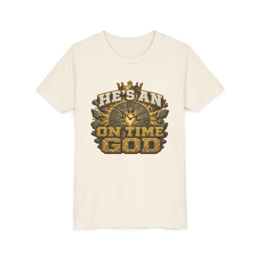 Walk By Faith ✝️ — He's An On Time God | Unisex Youth Tee