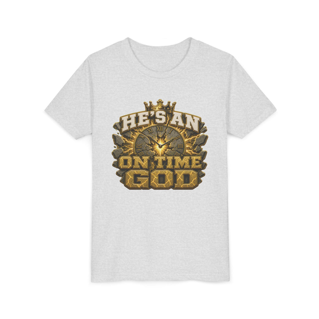 Walk By Faith ✝️ — He's An On Time God | Unisex Youth Tee