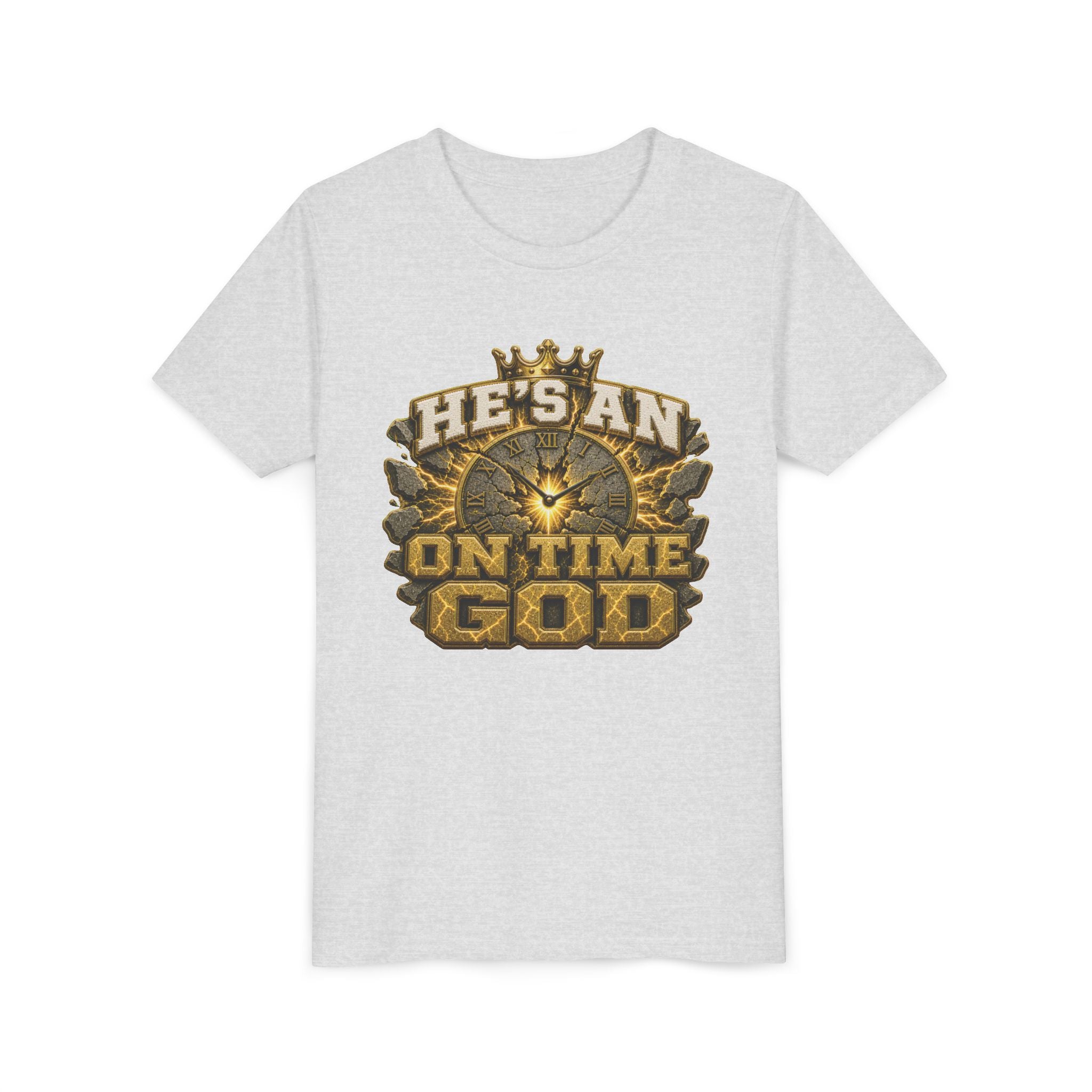Walk By Faith ✝️ — He's An On Time God | Unisex Youth Tee