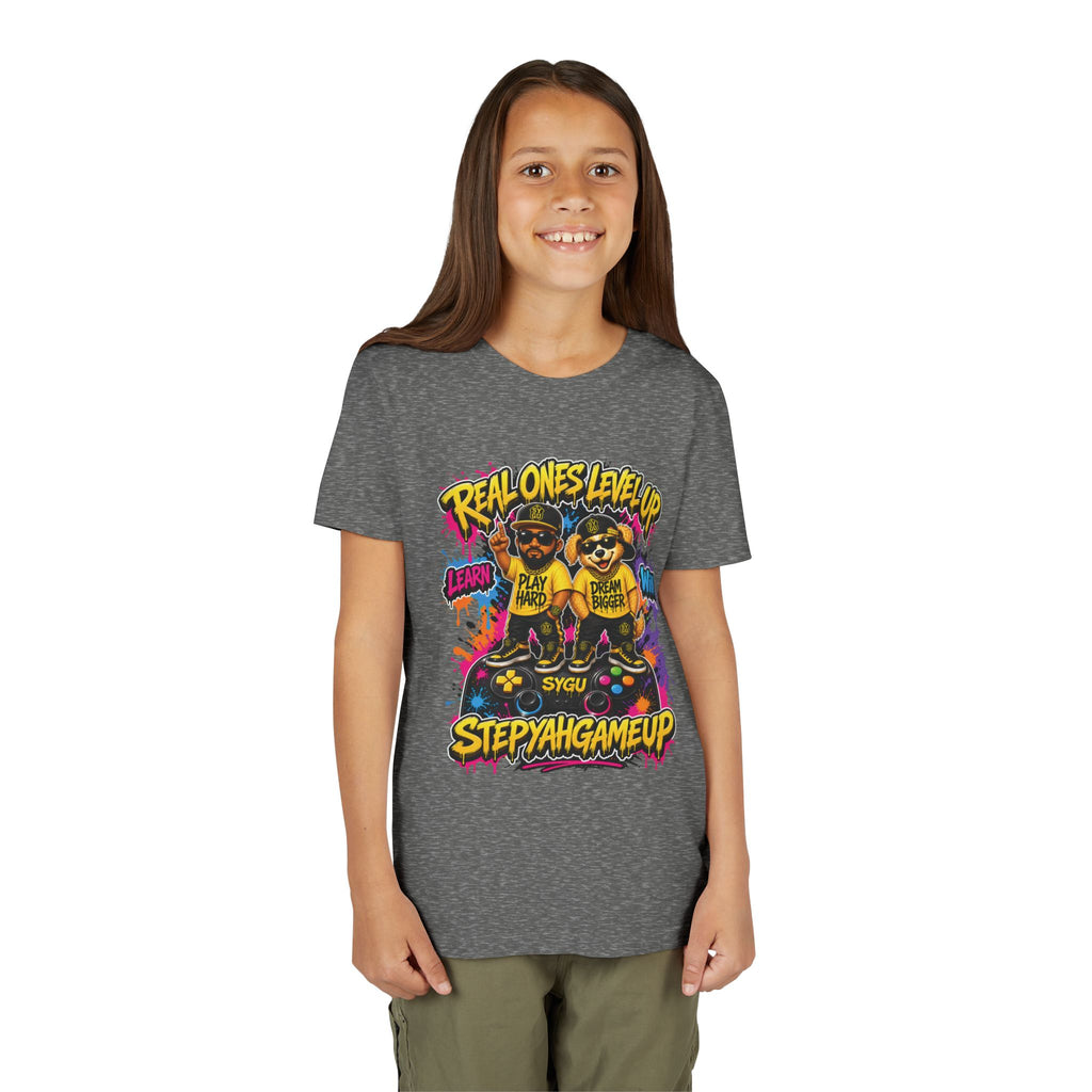 StepYahGameUp — Real Ones Level Up | Unisex Youth Tee