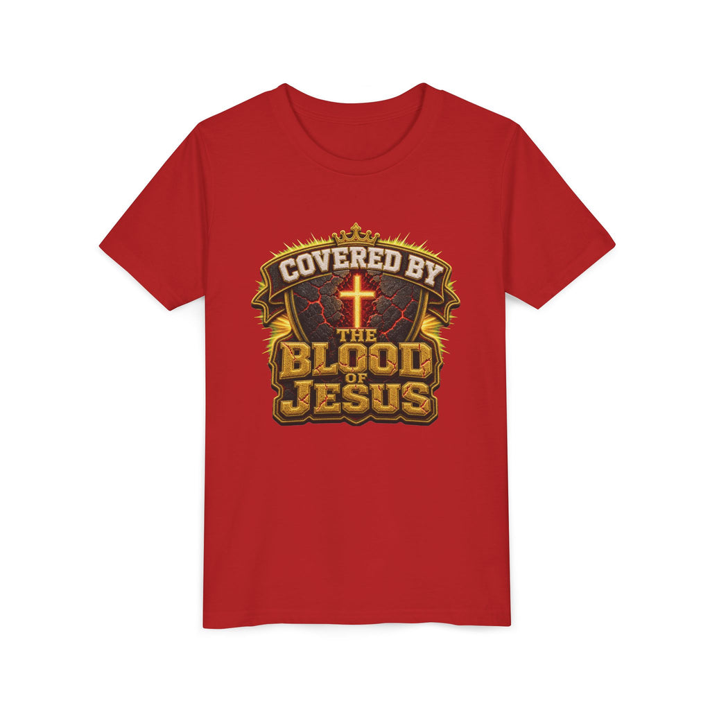 Walk By Faith ✝️ — Covered By The Blood Of Jesus | Unisex Youth Tee