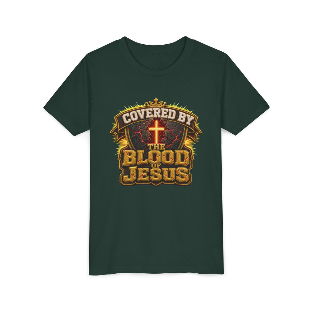 Walk By Faith ✝️ — Covered By The Blood Of Jesus | Unisex Youth Tee