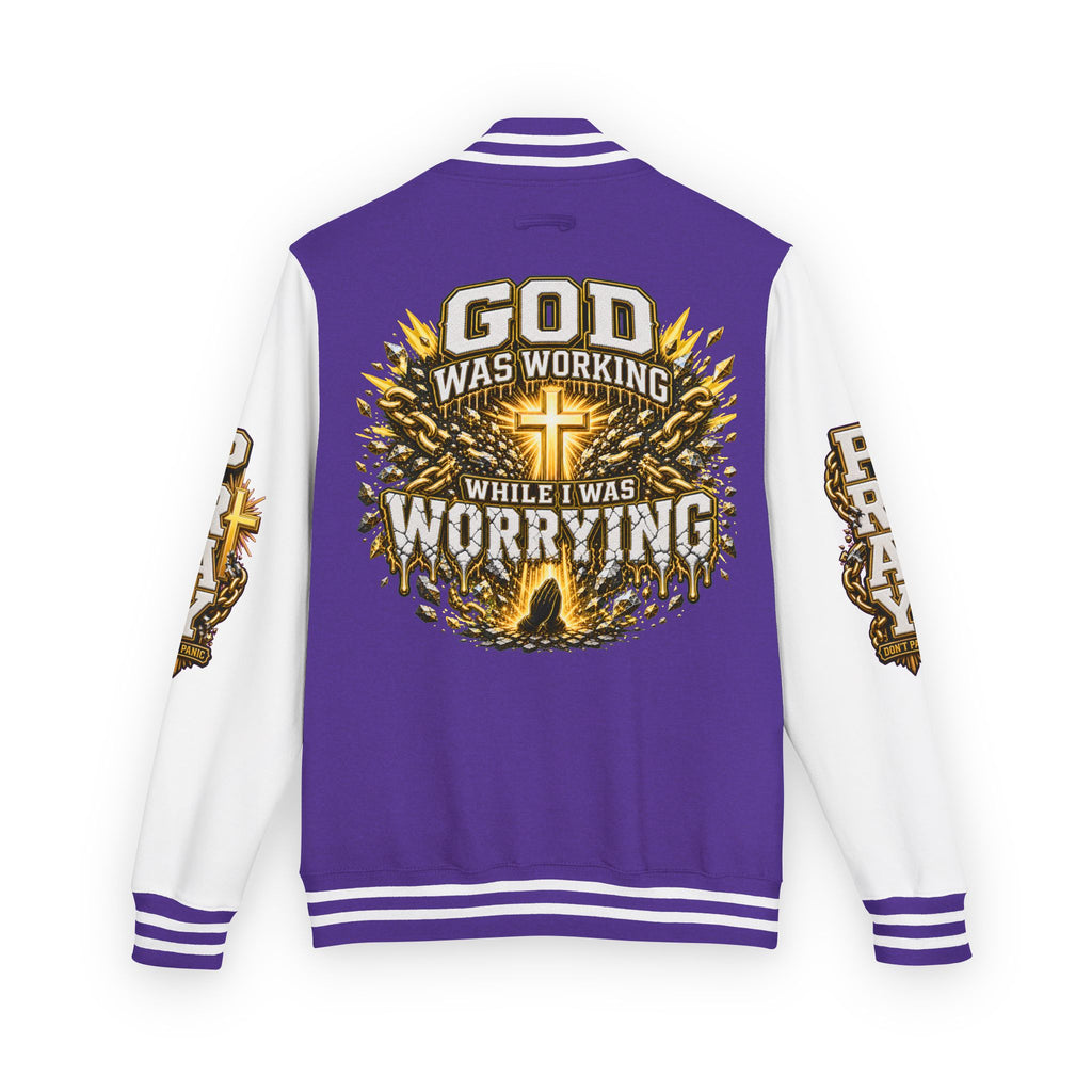 Walk By Faith Unisex Letterman ✝️ — God Was Working While I Was Worrying